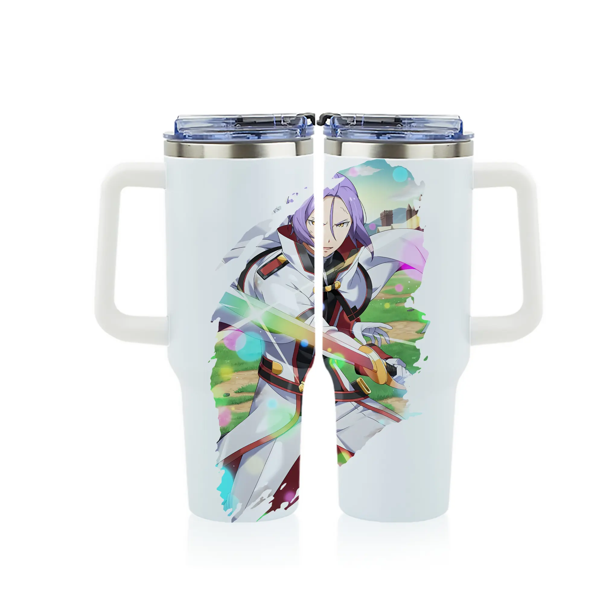 リゼロ グッズ ユリウス - 1200mL フルプリント車用タンブラー ・ 304ステンレス 内側 ・ 201ステンレス 外側 ・ 保温 保冷 ・ 通勤 ドライブ アウトドア用