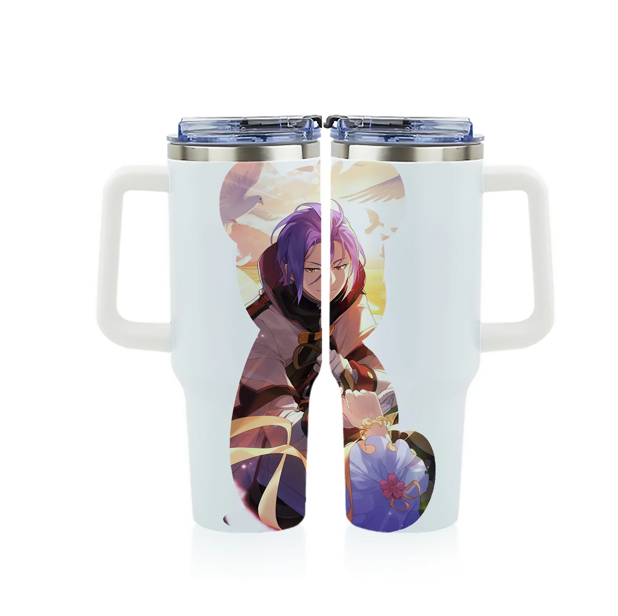 リゼロ グッズ ユリウス - 1200mL フルプリント車用タンブラー ・ 304ステンレス 内側 ・ 201ステンレス 外側 ・ 保温 保冷 ・ 通勤 ドライブ アウトドア用