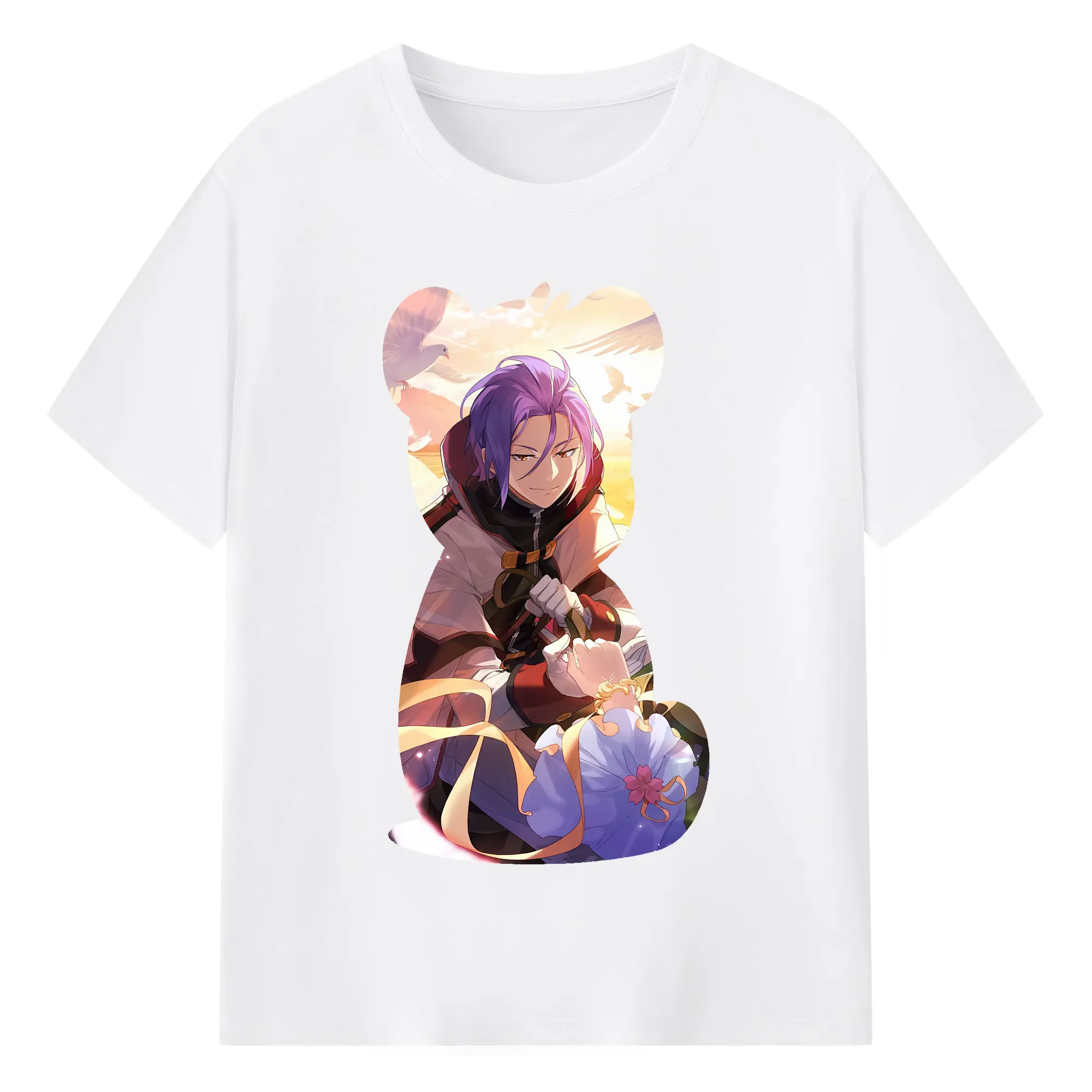 リゼロ グッズ ユリウス - 綿100％ 半袖Tシャツ ・ フロントプリント ・ 快適 通気性 ・ 日常使い 散歩 スポーツ用