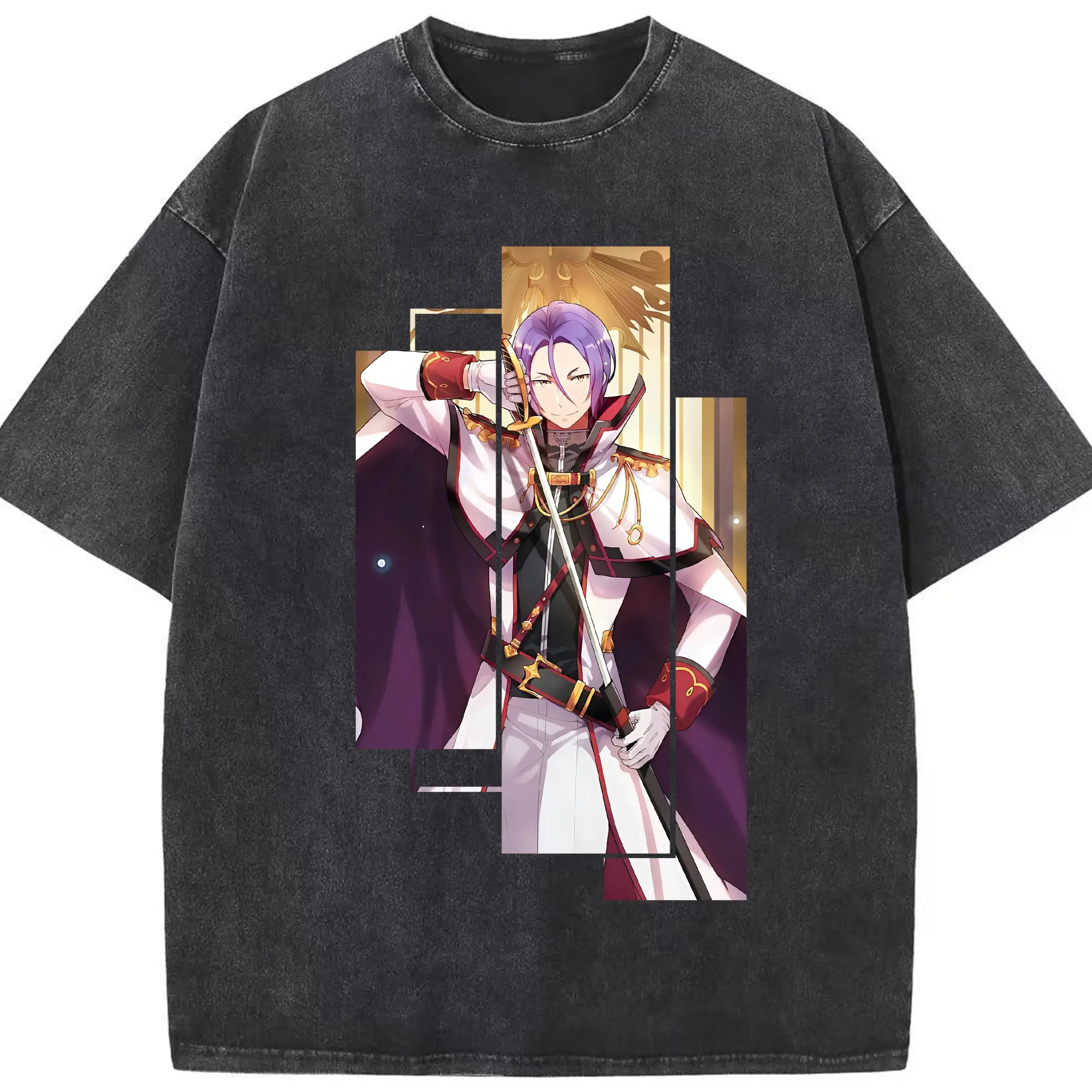 リゼロ グッズ ユリウス - 綿100％ ヴィンテージ風 半袖Tシャツ ・ フロントプリント ・ 柔らか肌触り ・ 通気性 快適 ・ スポーツ カジュアル 外出用