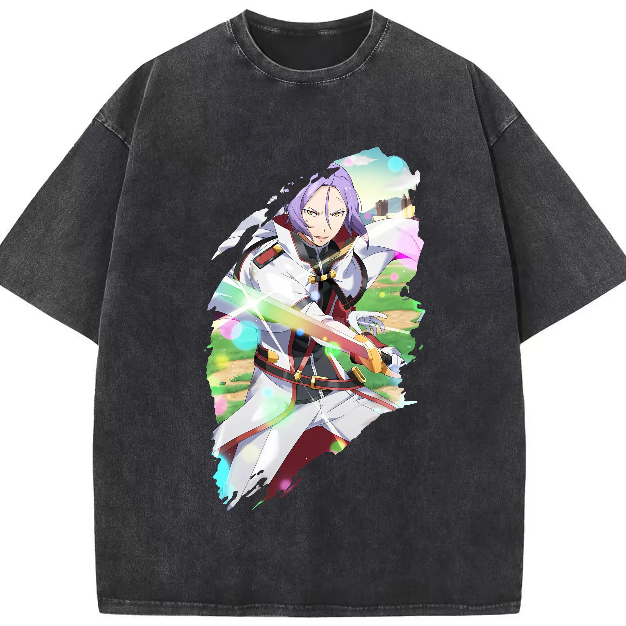 リゼロ グッズ ユリウス - 綿100％ ヴィンテージ風 半袖Tシャツ ・ フロントプリント ・ 柔らか肌触り ・ 通気性 快適 ・ スポーツ カジュアル 外出用