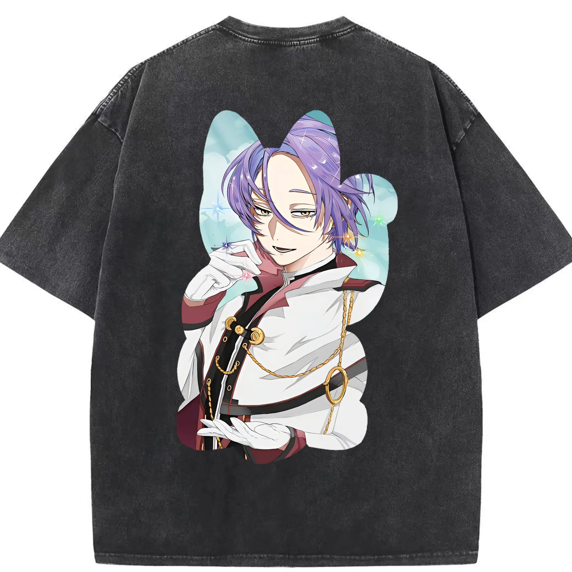 リゼロ グッズ ユリウス - 綿100％ ヴィンテージ風 半袖Tシャツ ・ 背面プリント ・ 柔らか肌触り ・ 通気性 快適 ・ スポーツ カジュアル 外出用