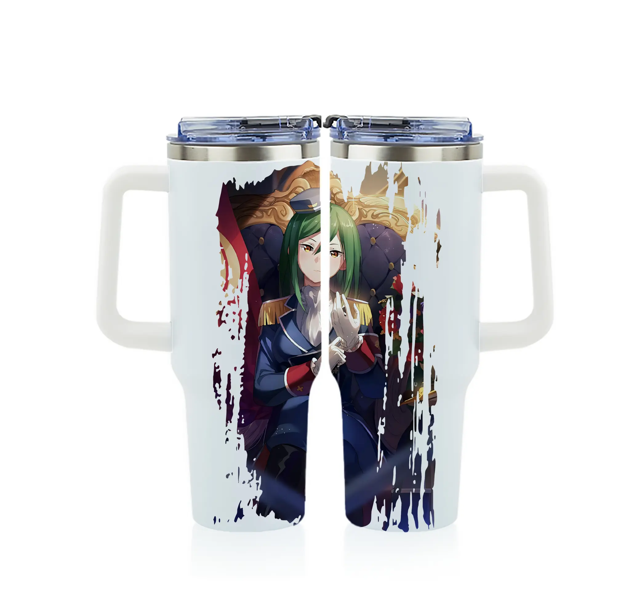 リゼロ グッズ シオン - 1200mL フルプリント車用タンブラー ・ 304ステンレス 内側 ・ 201ステンレス 外側 ・ 保温 保冷 ・ 通勤 ドライブ アウトドア用