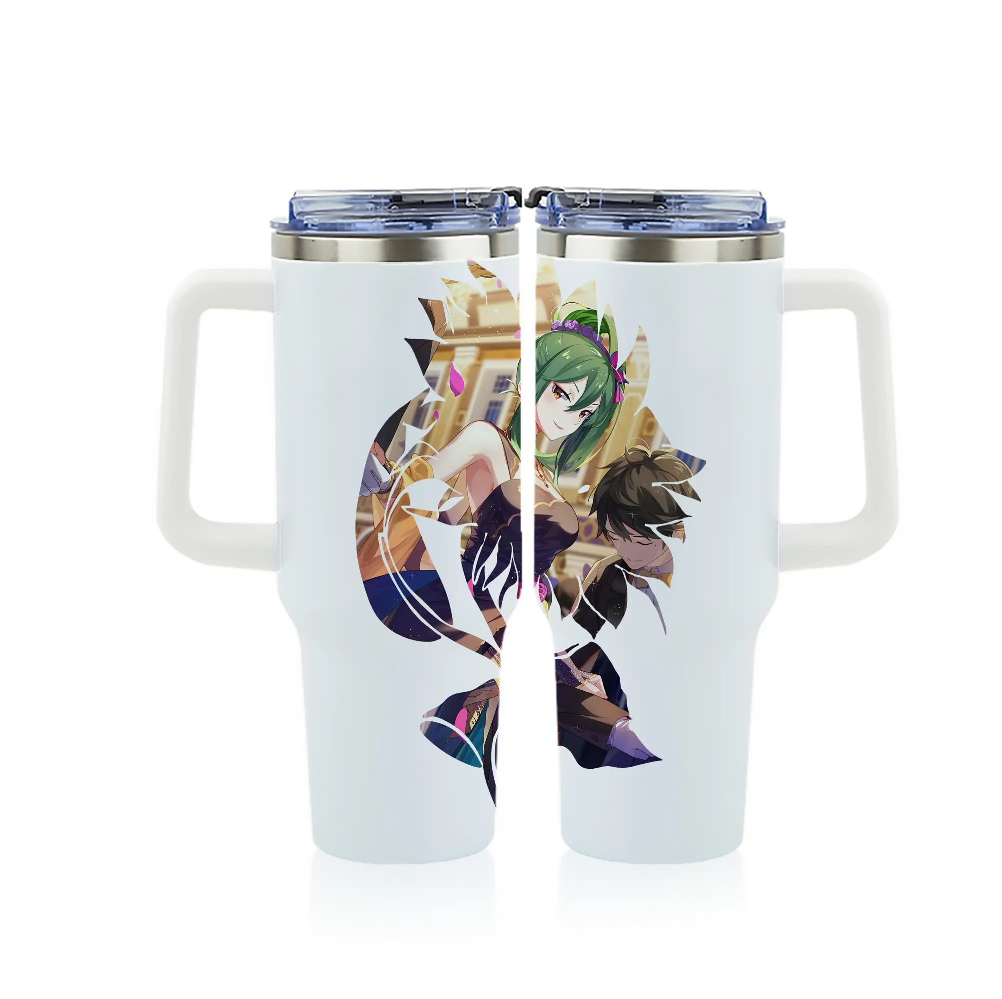 リゼロ グッズ シオン - 1200mL フルプリント車用タンブラー ・ 304ステンレス 内側 ・ 201ステンレス 外側 ・ 保温 保冷 ・ 通勤 ドライブ アウトドア用