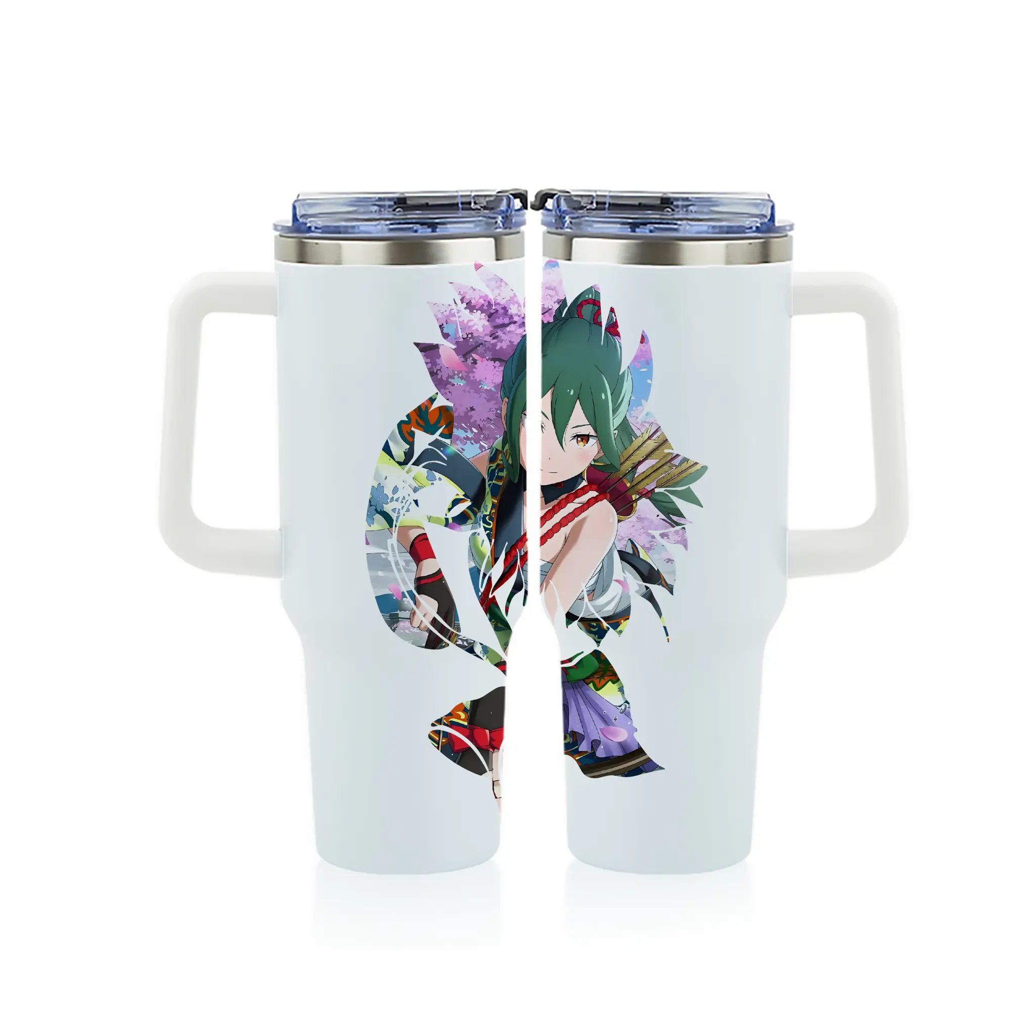 リゼロ グッズ シオン - 1200mL フルプリント車用タンブラー ・ 304ステンレス 内側 ・ 201ステンレス 外側 ・ 保温 保冷 ・ 通勤 ドライブ アウトドア用