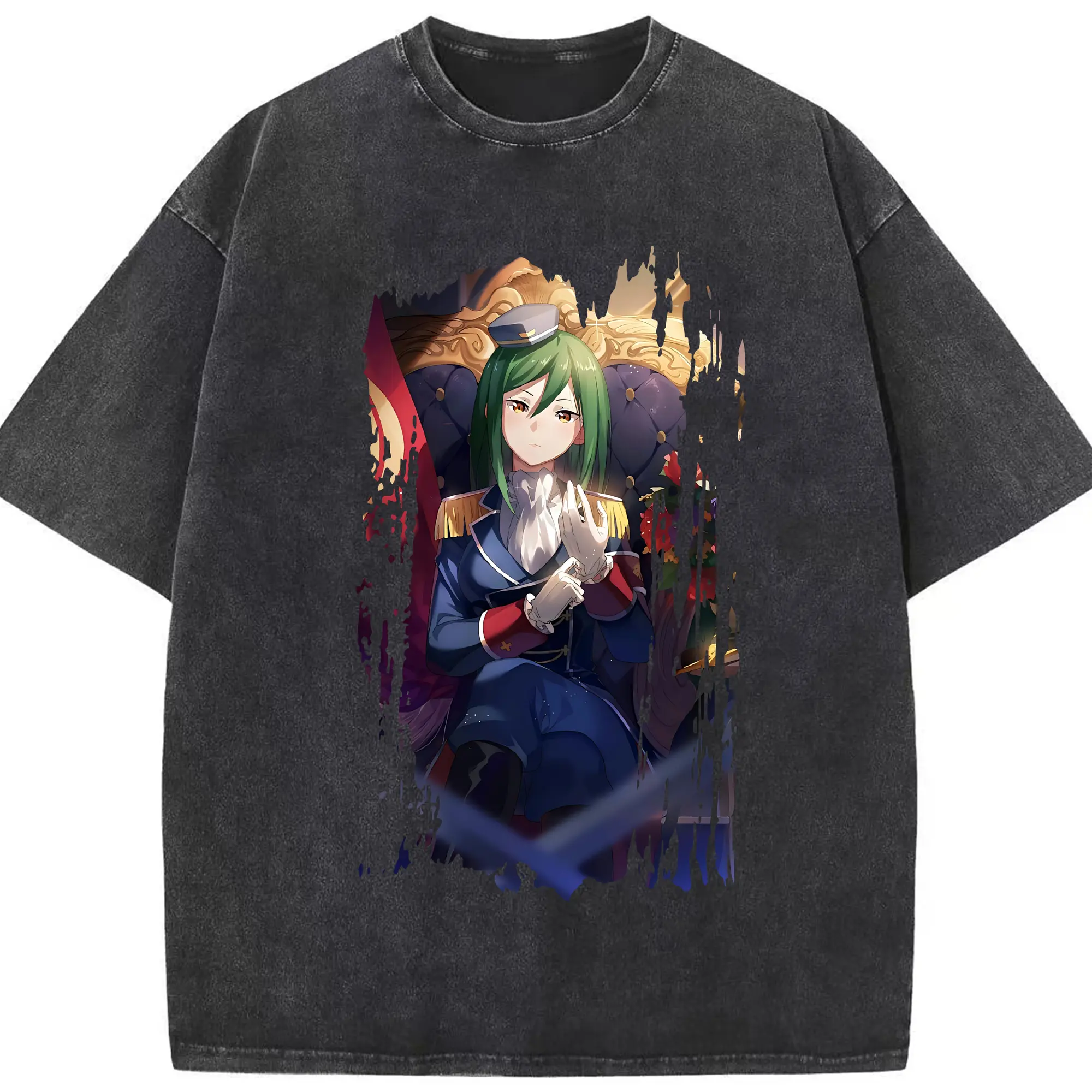 リゼロ グッズ シオン - 綿100％ ヴィンテージ風 半袖Tシャツ ・ フロントプリント ・ 柔らか肌触り ・ 通気性 快適 ・ スポーツ カジュアル 外出用