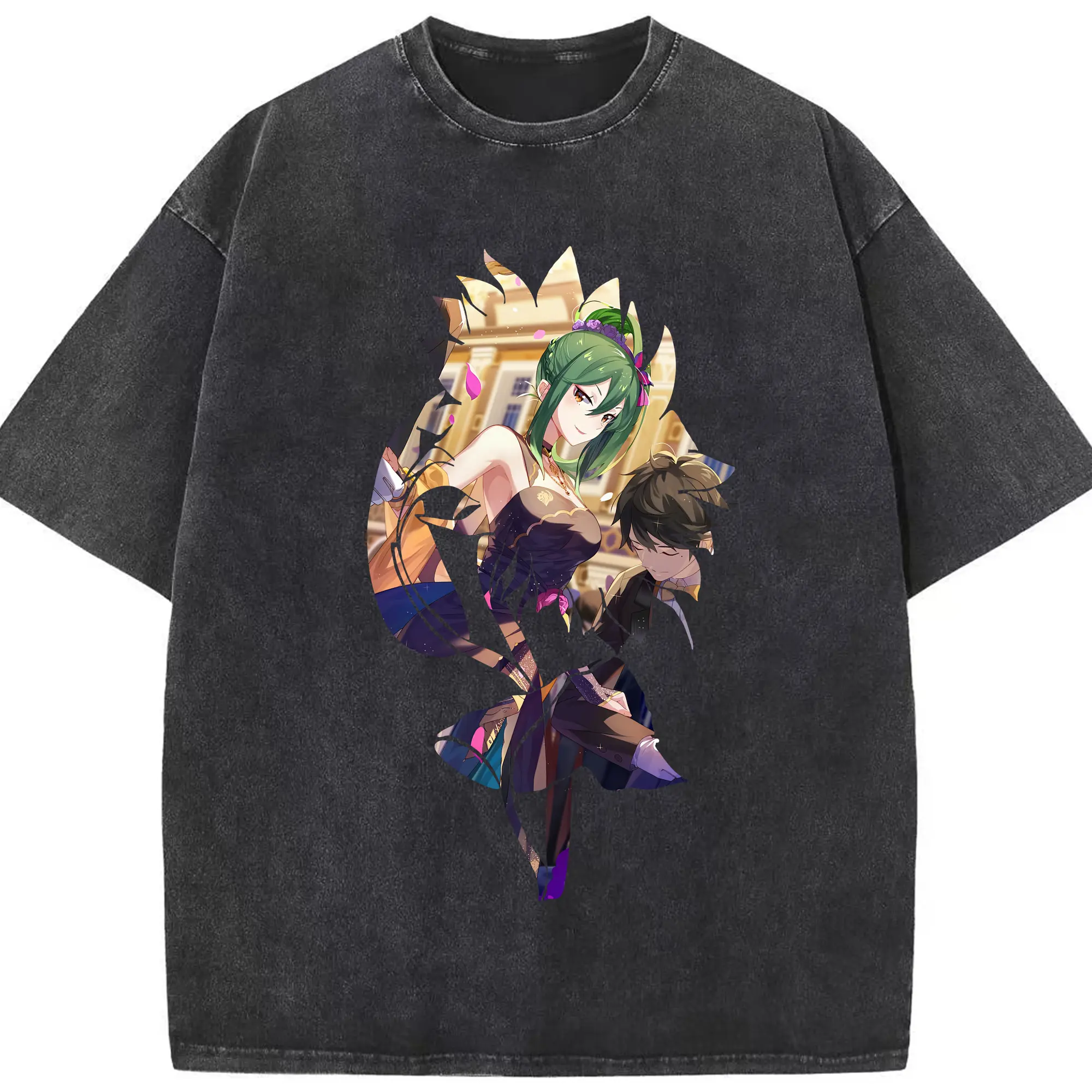 リゼロ グッズ シオン - 綿100％ ヴィンテージ風 半袖Tシャツ ・ フロントプリント ・ 柔らか肌触り ・ 通気性 快適 ・ スポーツ カジュアル 外出用