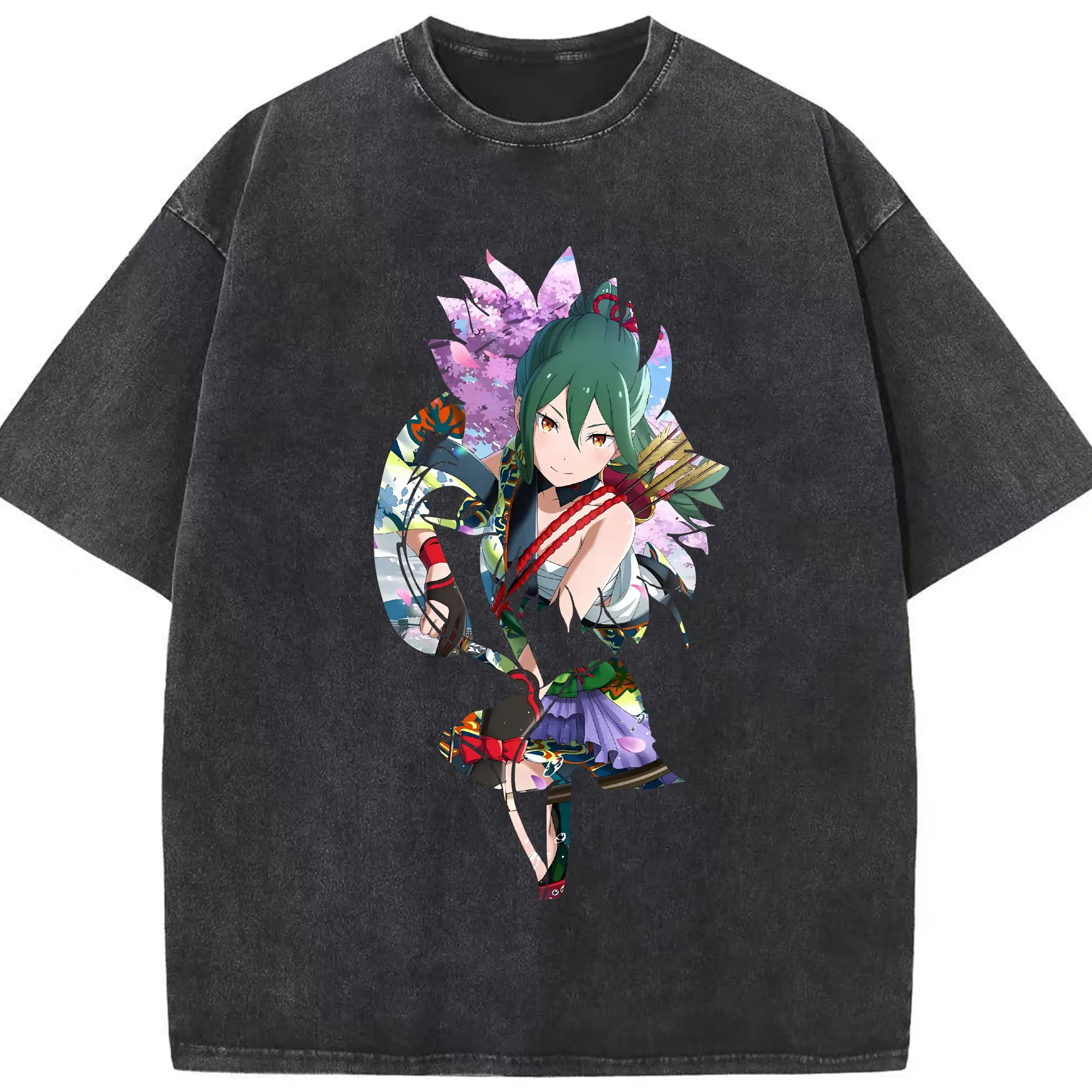 リゼロ グッズ シオン - 綿100％ ヴィンテージ風 半袖Tシャツ ・ フロントプリント ・ 柔らか肌触り ・ 通気性 快適 ・ スポーツ カジュアル 外出用