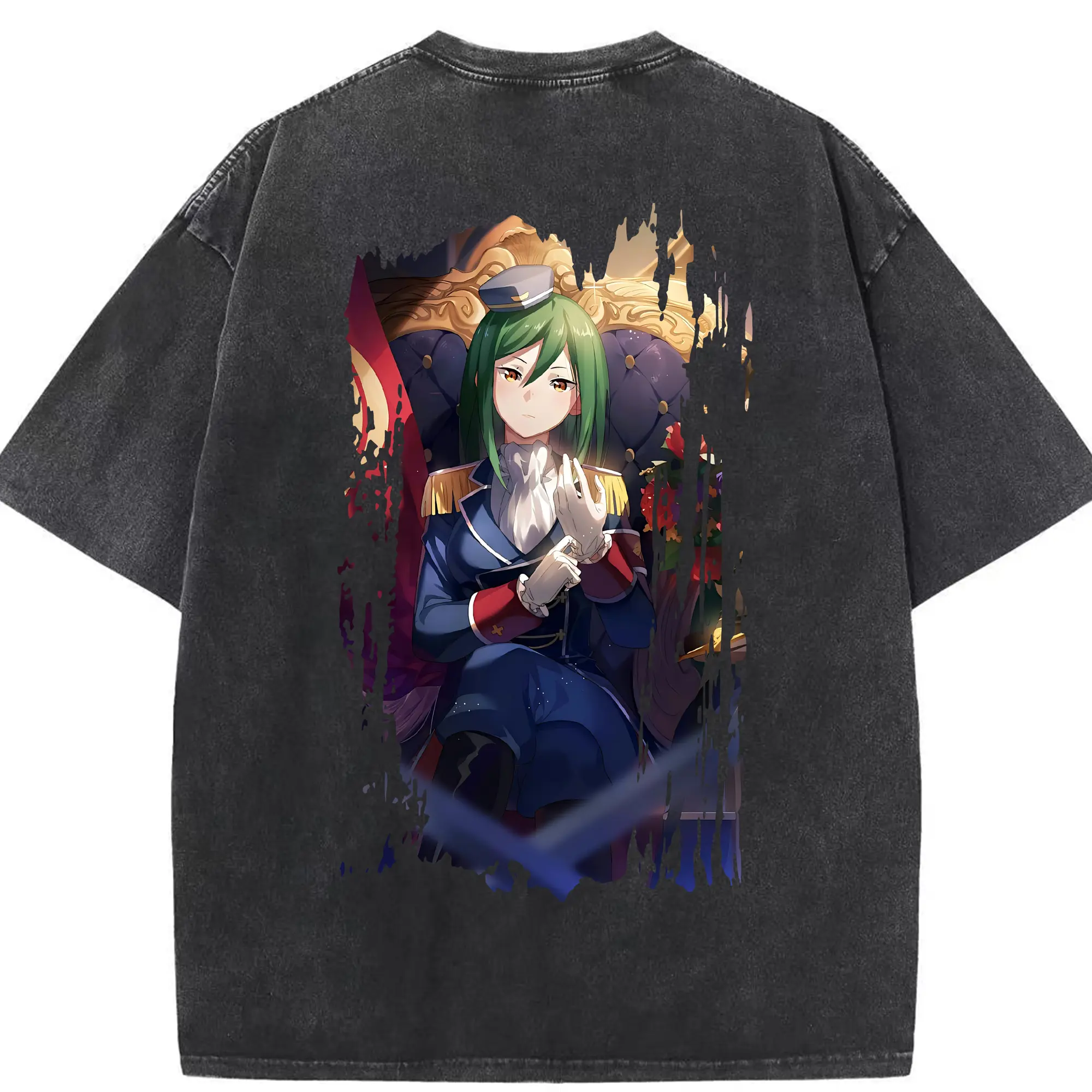 リゼロ グッズ シオン - 綿100％ ヴィンテージ風 半袖Tシャツ ・ 背面プリント ・ 柔らか肌触り ・ 通気性 快適 ・ スポーツ カジュアル 外出用