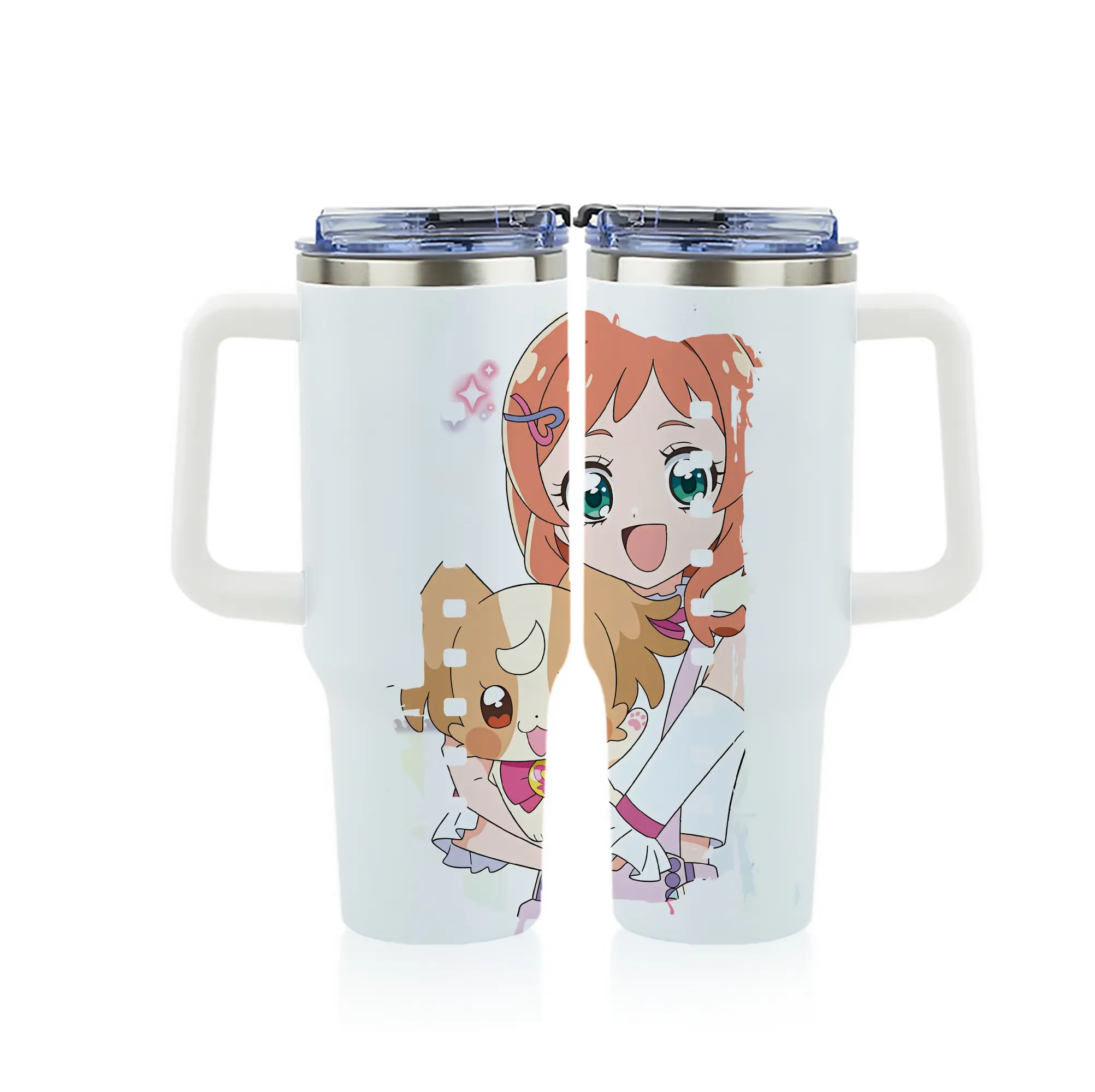 わんだふるぷりきゅあ グッズ 犬飼いろは - 1200mL フルプリント車用タンブラー ・ 304ステンレス 内側 ・ 201ステンレス 外側 ・ 保温 保冷 ・ 通勤 ドライブ アウトドア用