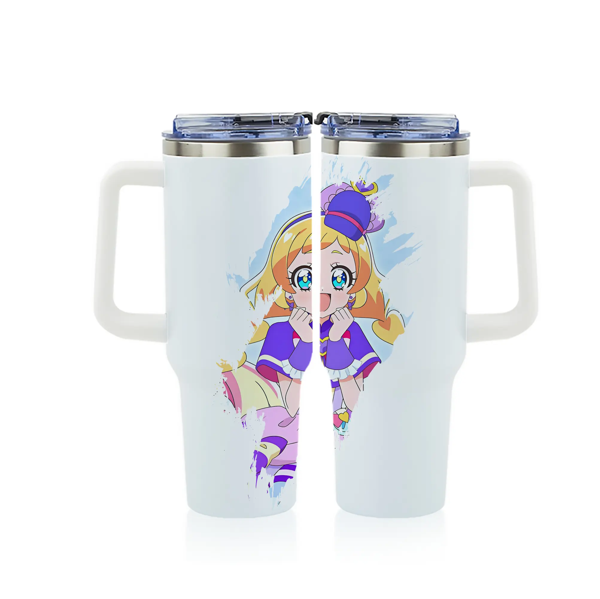 わんだふるぷりきゅあ グッズ 犬飼いろは - 1200mL フルプリント車用タンブラー ・ 304ステンレス 内側 ・ 201ステンレス 外側 ・ 保温 保冷 ・ 通勤 ドライブ アウトドア用