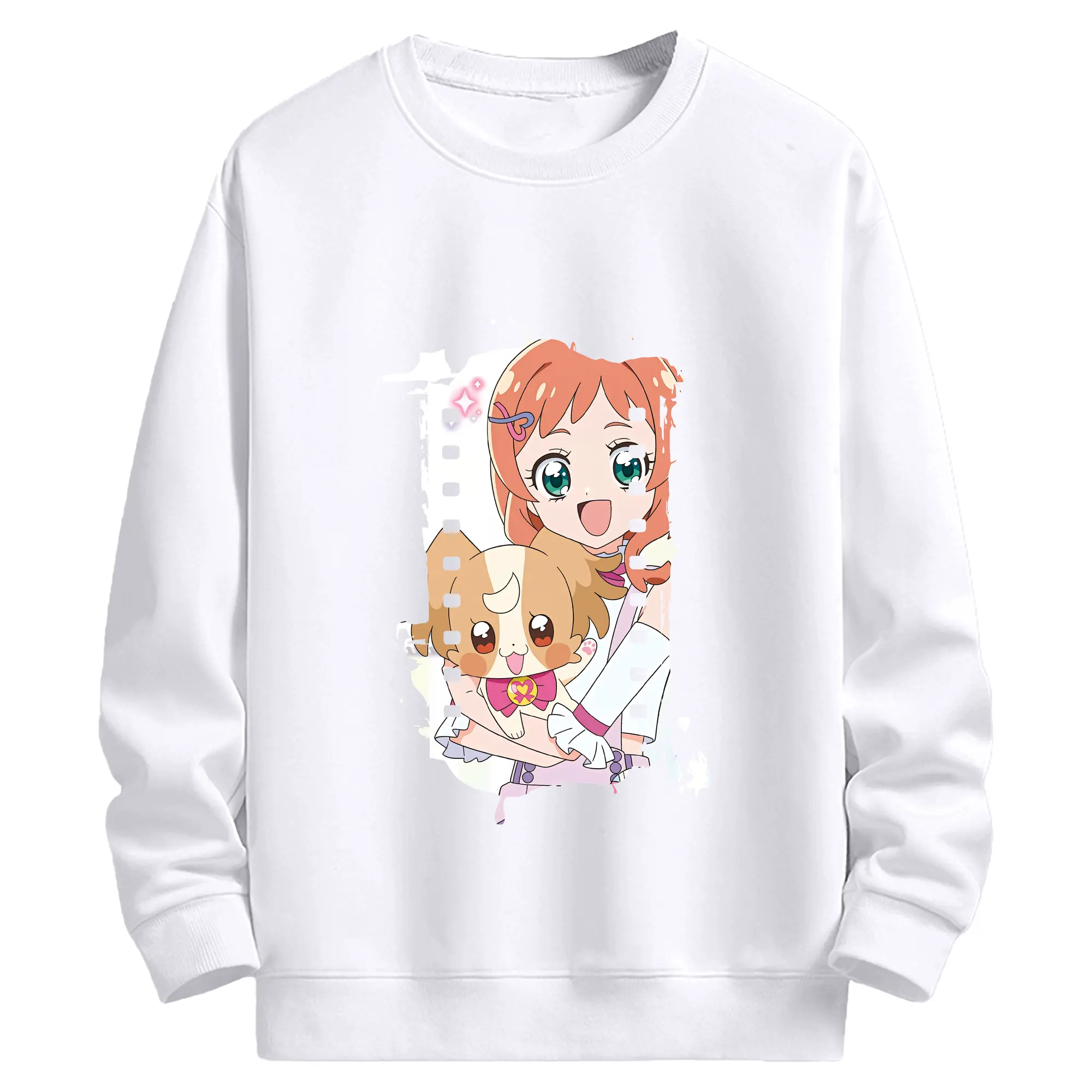 わんだふるぷりきゅあ グッズ 犬飼いろは - 高品質 クルーネック スウェット ・ コットン59％ ポリエステル41％ ・ ユニセックス 長袖 トレーナー ・ カジュアル デイリー スポーツ 散歩用