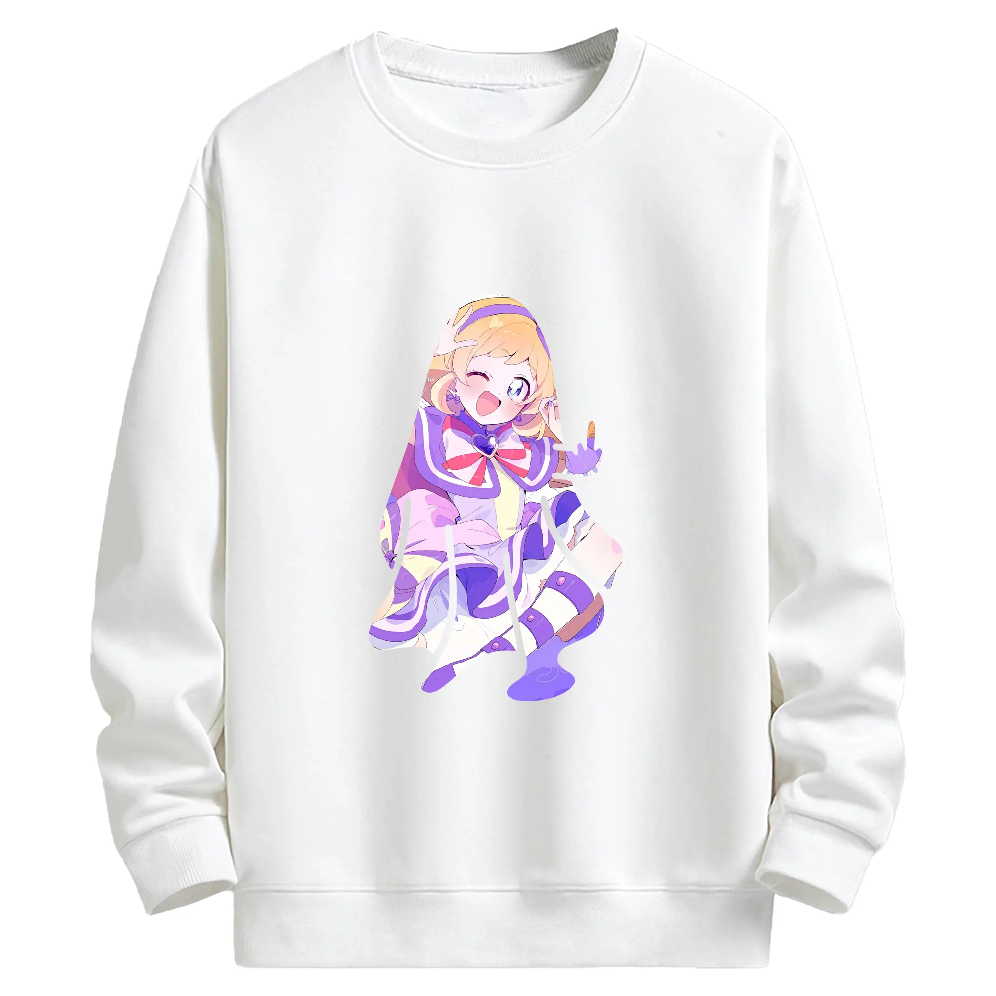 わんだふるぷりきゅあ グッズ 犬飼いろは - キッズ クルーネックスウェットシャツ ・ フロントプリント ・ 綿80％ ポリエステル20％ ・ 快適 通学 スポーツ 日常使い お散歩用