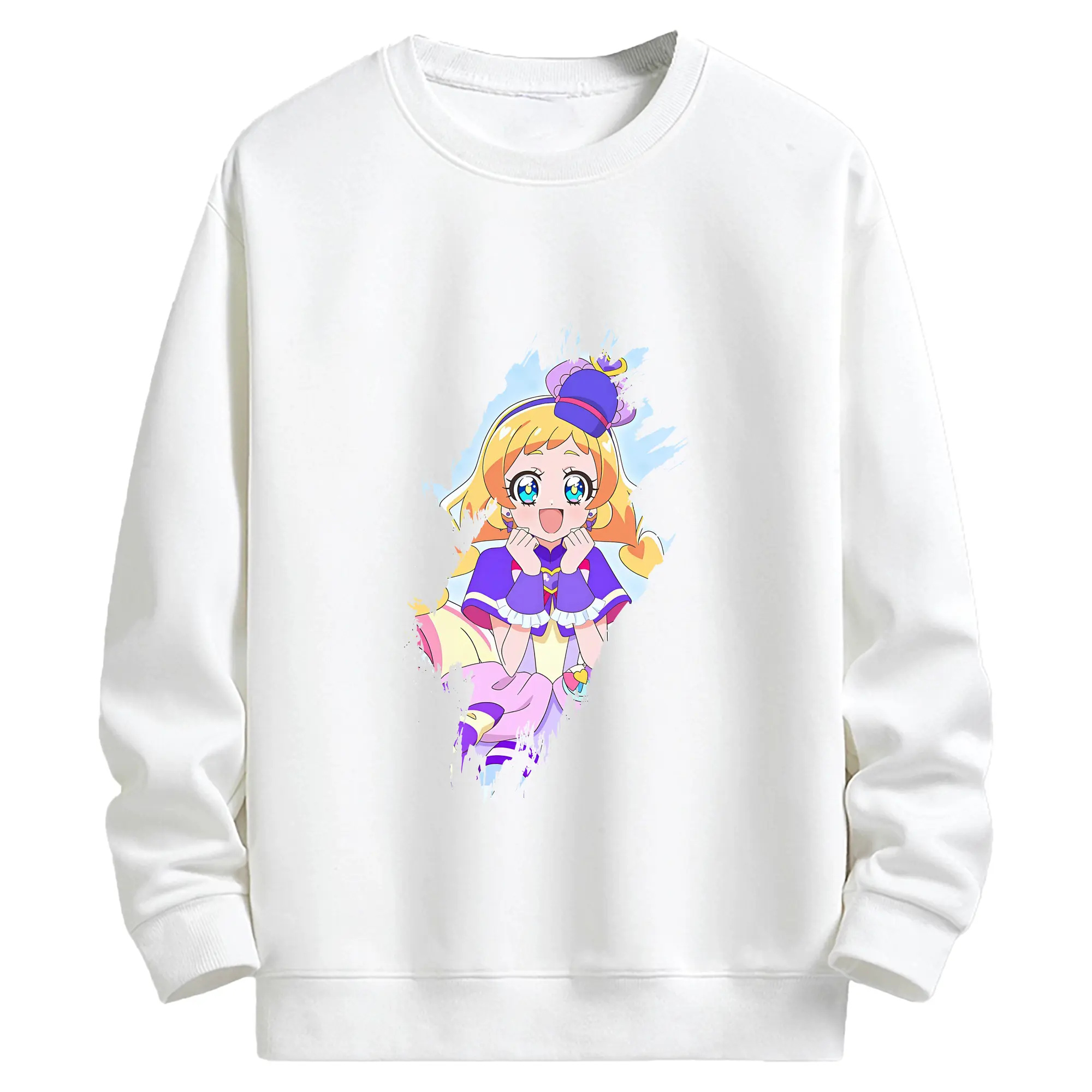 わんだふるぷりきゅあ グッズ 犬飼いろは - キッズ クルーネックスウェットシャツ ・ フロントプリント ・ 綿80％ ポリエステル20％ ・ 快適 通学 スポーツ 日常使い お散歩用