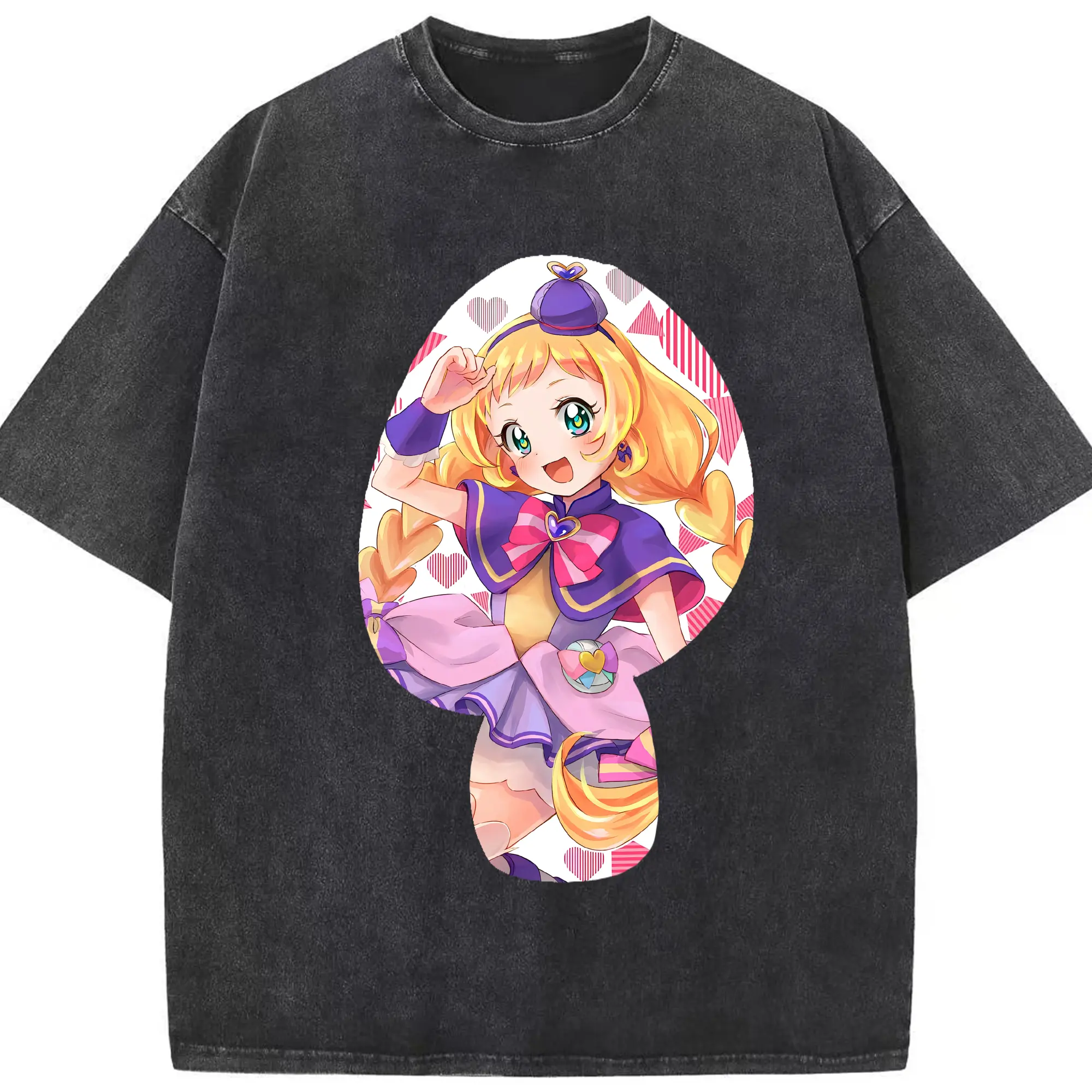 わんだふるぷりきゅあ グッズ 犬飼いろは - 綿100％ ヴィンテージ風 半袖Tシャツ ・ フロントプリント ・ 柔らか肌触り ・ 通気性 快適 ・ スポーツ カジュアル 外出用