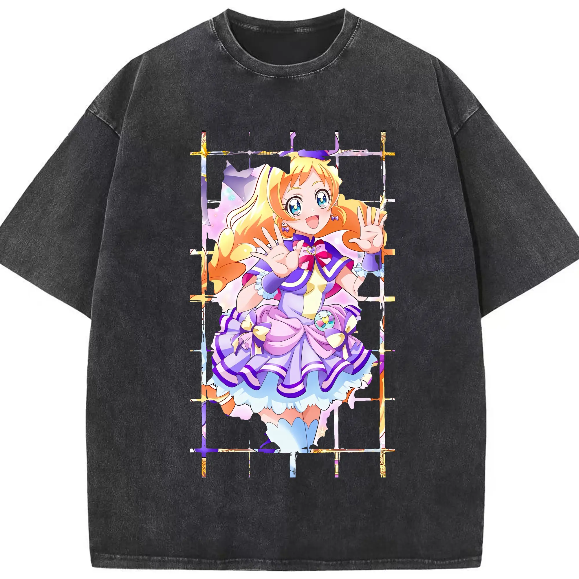 わんだふるぷりきゅあ グッズ 犬飼いろは - 綿100％ ヴィンテージ風 半袖Tシャツ ・ フロントプリント ・ 柔らか肌触り ・ 通気性 快適 ・ スポーツ カジュアル 外出用