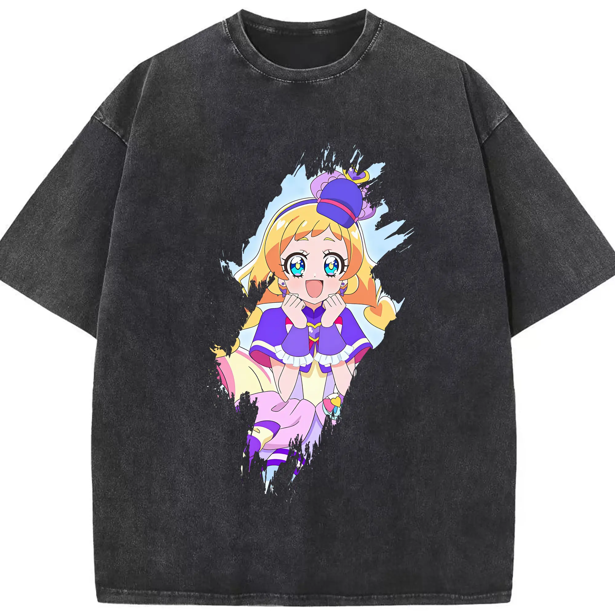 わんだふるぷりきゅあ グッズ 犬飼いろは - 綿100％ ヴィンテージ風 半袖Tシャツ ・ フロントプリント ・ 柔らか肌触り ・ 通気性 快適 ・ スポーツ カジュアル 外出用