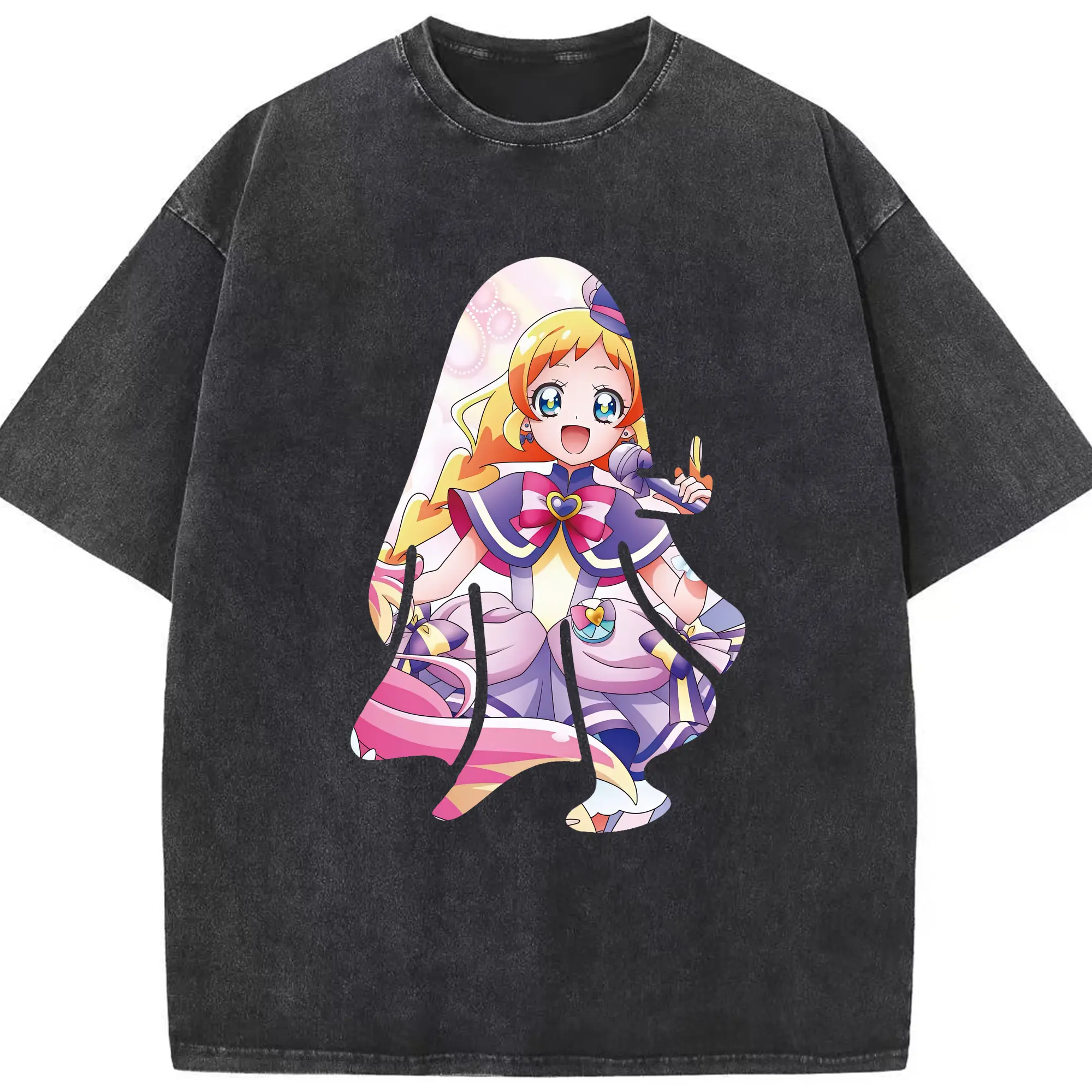 わんだふるぷりきゅあ グッズ 犬飼いろは - 綿100％ ヴィンテージ風 半袖Tシャツ ・ フロントプリント ・ 柔らか肌触り ・ 通気性 快適 ・ スポーツ カジュアル 外出用