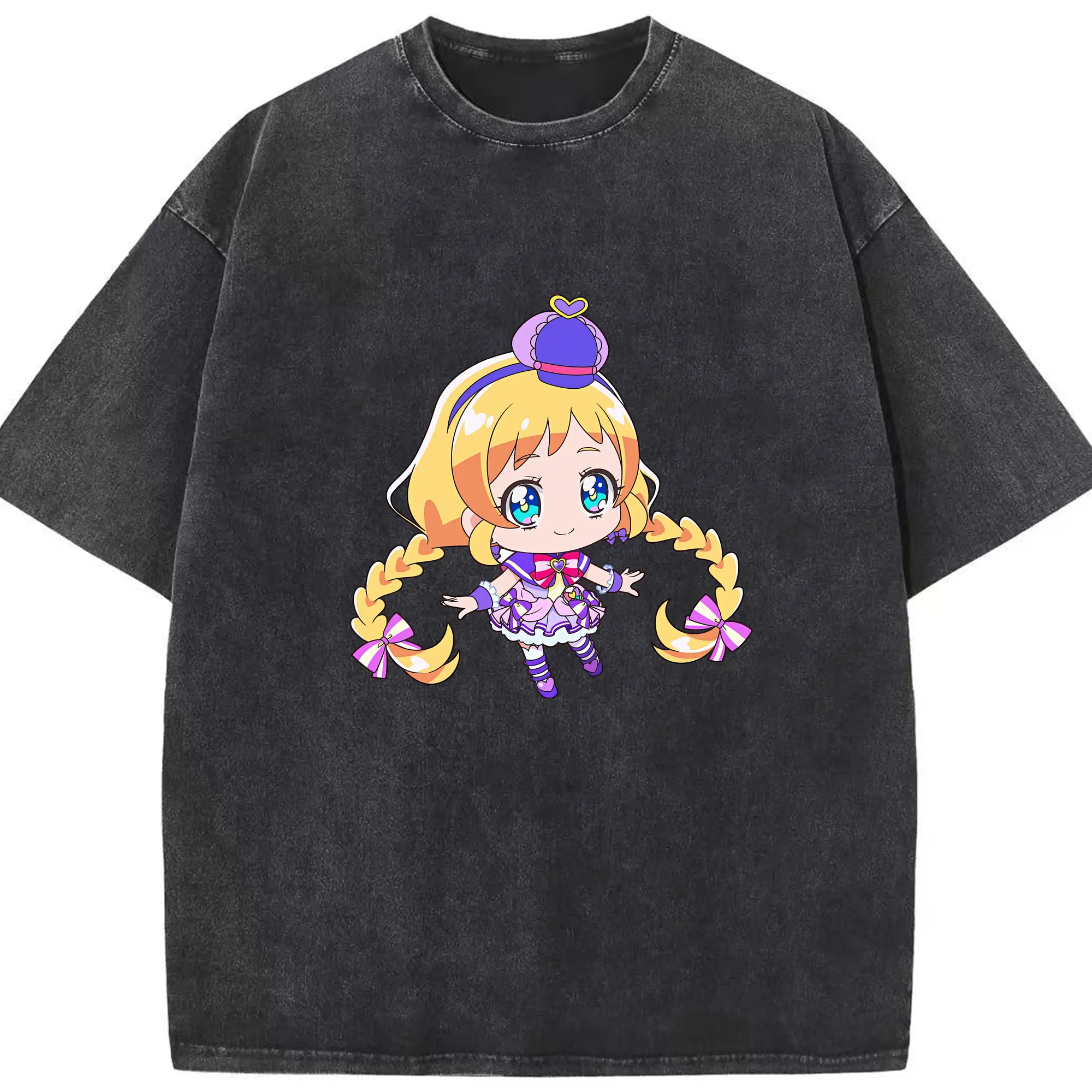 わんだふるぷりきゅあ グッズ 犬飼いろは - 綿100％ ヴィンテージ風 半袖Tシャツ ・ フロントプリント ・ 柔らか肌触り ・ 通気性 快適 ・ スポーツ カジュアル 外出用