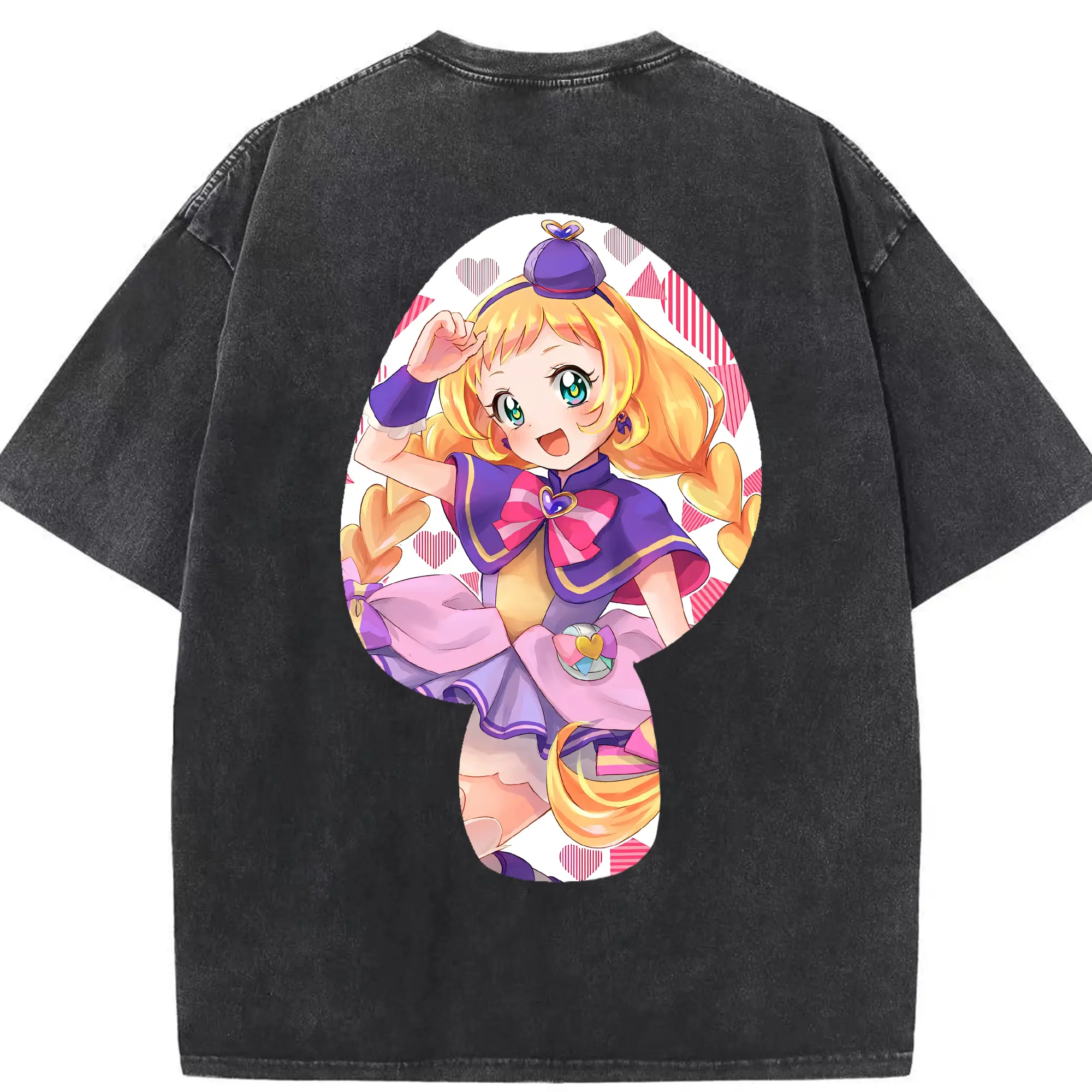 わんだふるぷりきゅあ グッズ 犬飼いろは - 綿100％ ヴィンテージ風 半袖Tシャツ ・ 背面プリント ・ 柔らか肌触り ・ 通気性 快適 ・ スポーツ カジュアル 外出用