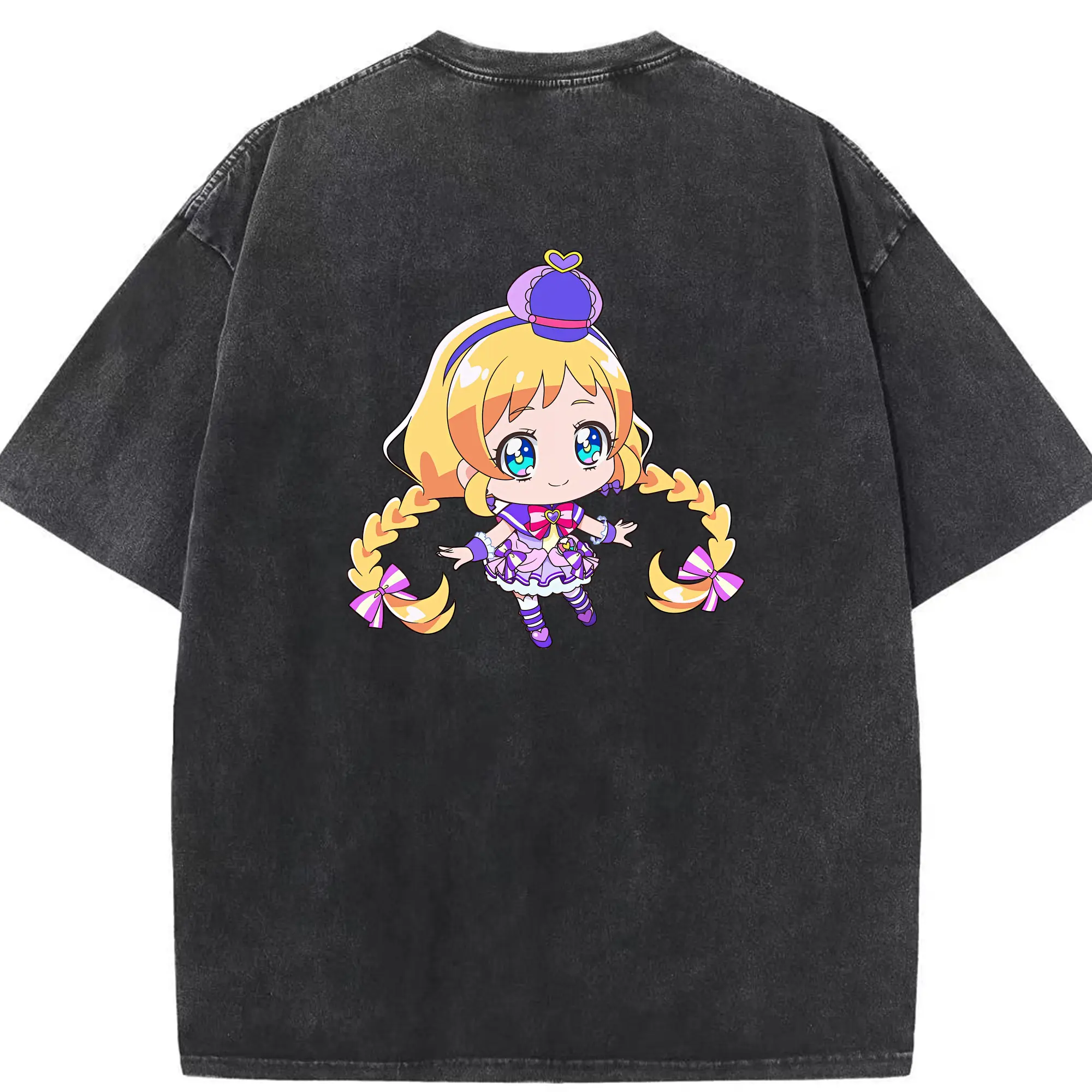 わんだふるぷりきゅあ グッズ 犬飼いろは - 綿100％ ヴィンテージ風 半袖Tシャツ ・ 背面プリント ・ 柔らか肌触り ・ 通気性 快適 ・ スポーツ カジュアル 外出用