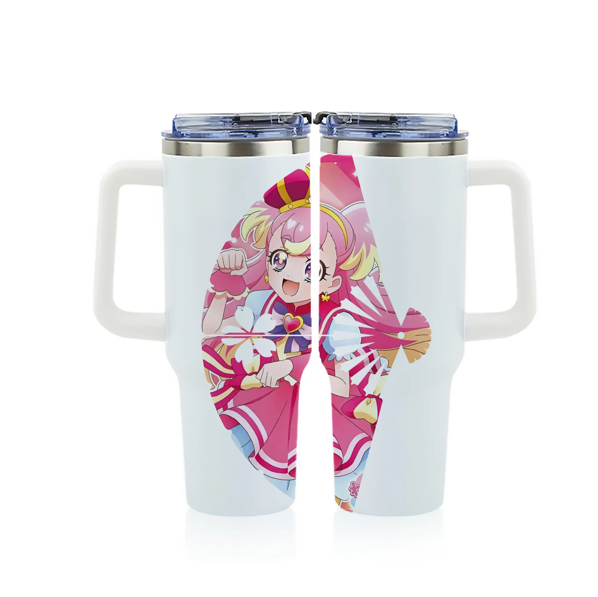 わんだふるぷりきゅあ グッズ 犬飼こむぎ - 1200mL フルプリント車用タンブラー ・ 304ステンレス 内側 ・ 201ステンレス 外側 ・ 保温 保冷 ・ 通勤 ドライブ アウトドア用