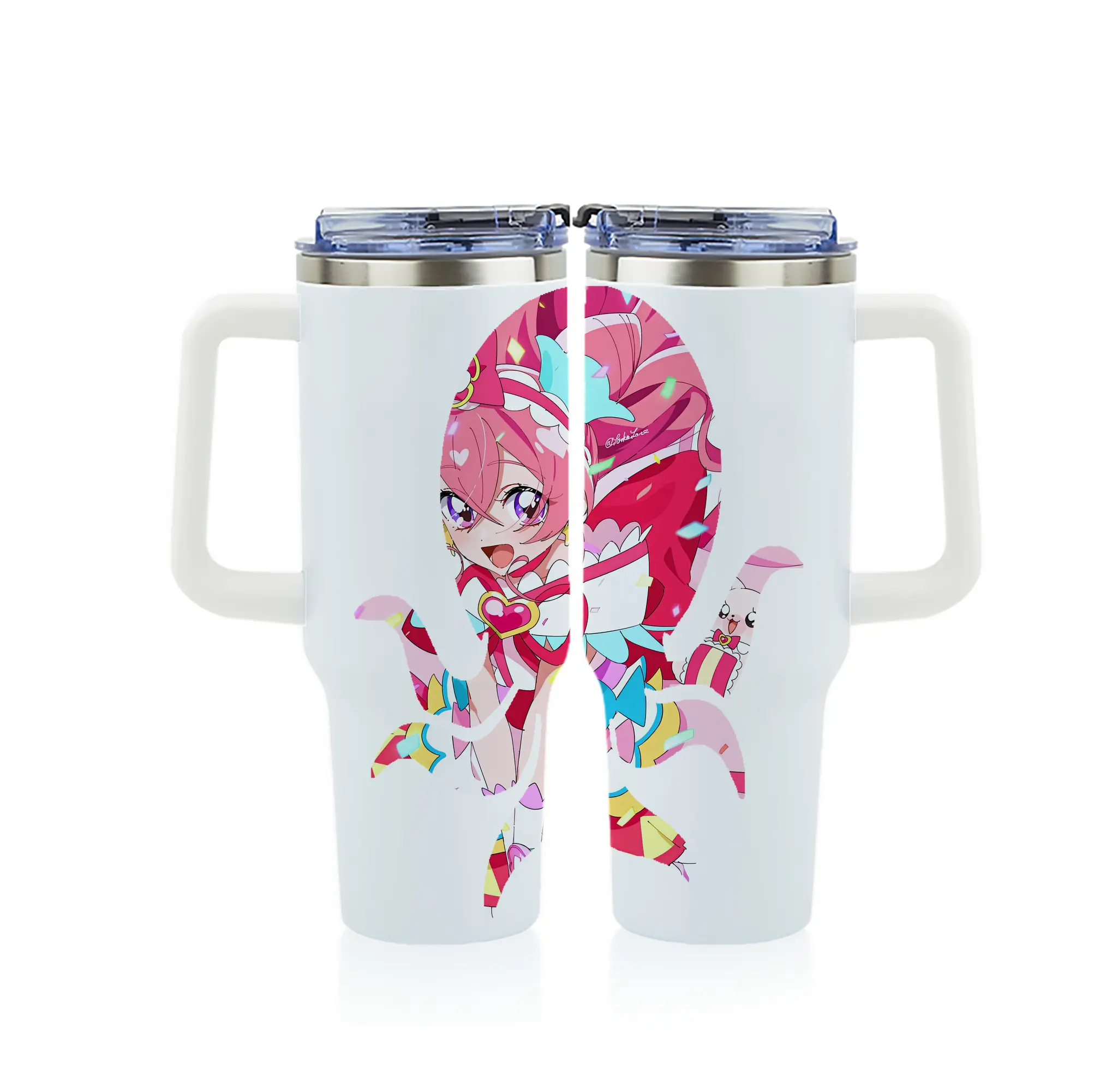 わんだふるぷりきゅあ グッズ 犬飼こむぎ - 1200mL フルプリント車用タンブラー ・ 304ステンレス 内側 ・ 201ステンレス 外側 ・ 保温 保冷 ・ 通勤 ドライブ アウトドア用