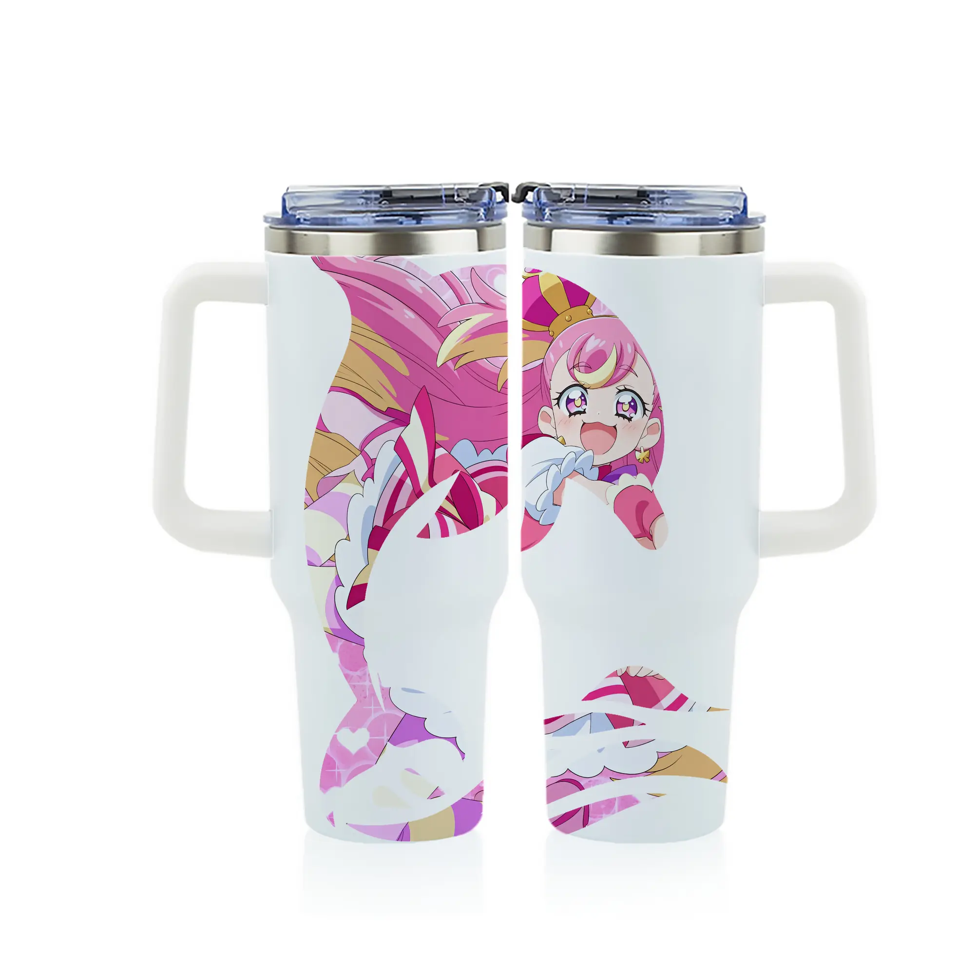 わんだふるぷりきゅあ グッズ 犬飼こむぎ - 1200mL フルプリント車用タンブラー ・ 304ステンレス 内側 ・ 201ステンレス 外側 ・ 保温 保冷 ・ 通勤 ドライブ アウトドア用