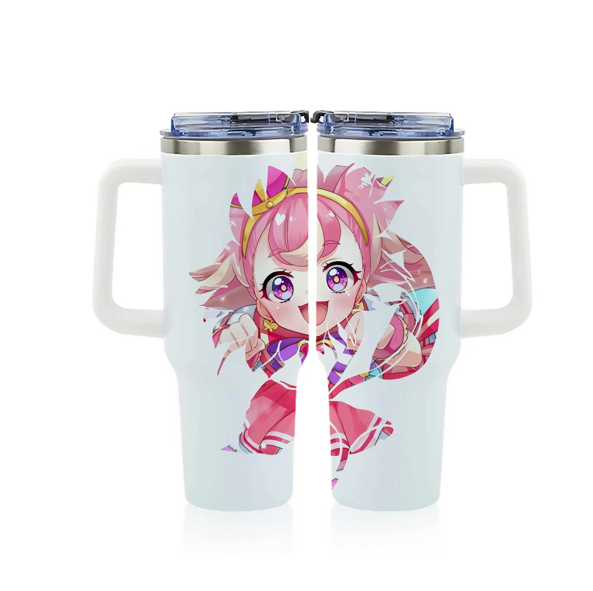 わんだふるぷりきゅあ グッズ 犬飼こむぎ - 1200mL フルプリント車用タンブラー ・ 304ステンレス 内側 ・ 201ステンレス 外側 ・ 保温 保冷 ・ 通勤 ドライブ アウトドア用