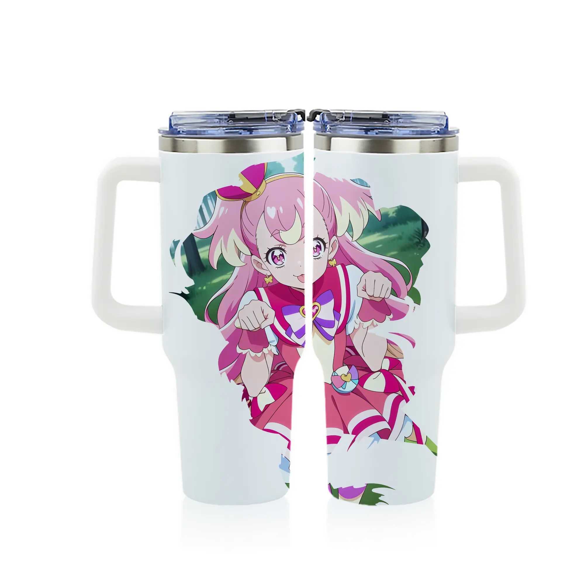 わんだふるぷりきゅあ グッズ 犬飼こむぎ - 1200mL フルプリント車用タンブラー ・ 304ステンレス 内側 ・ 201ステンレス 外側 ・ 保温 保冷 ・ 通勤 ドライブ アウトドア用