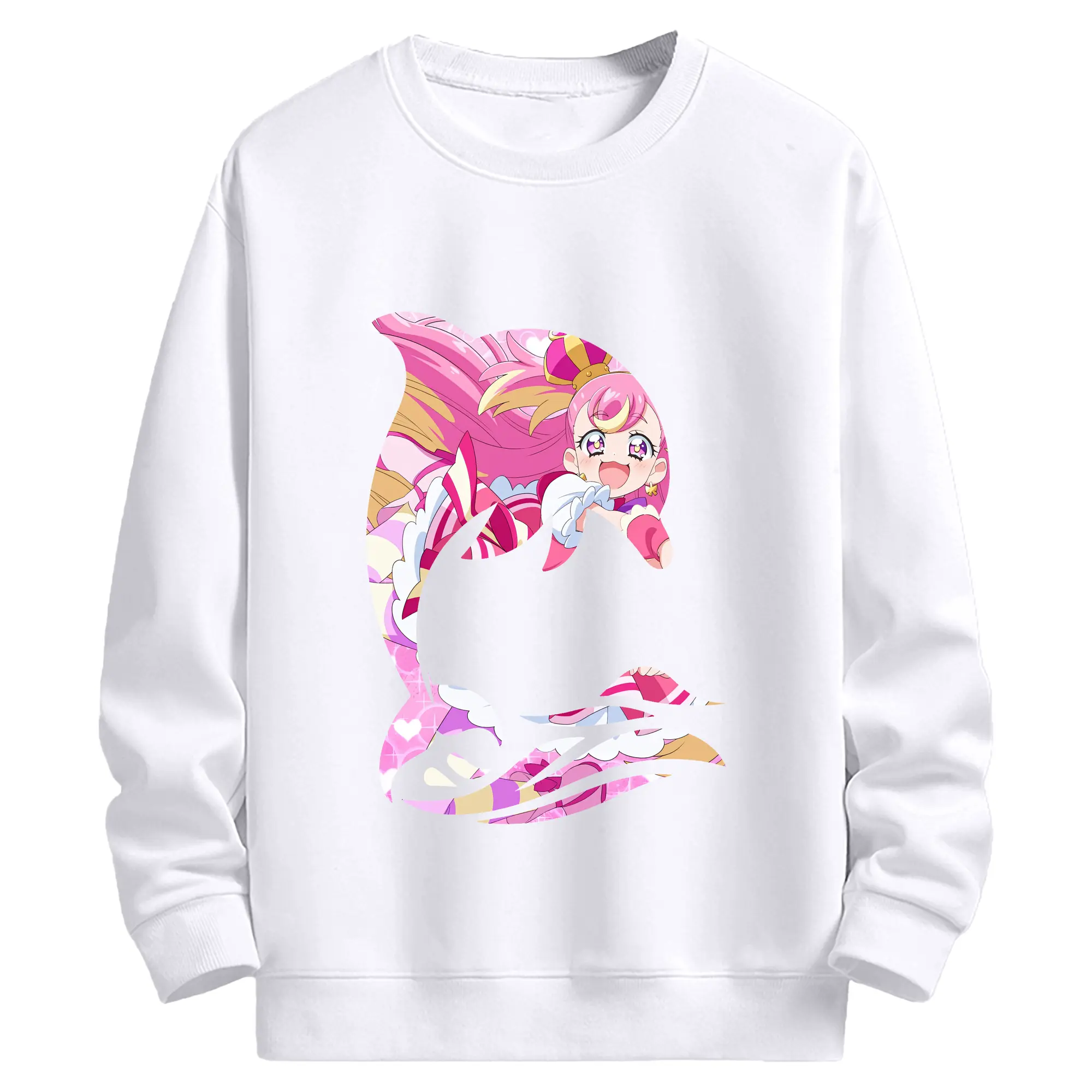 わんだふるぷりきゅあ グッズ 犬飼こむぎ - 高品質 クルーネック スウェット ・ コットン59％ ポリエステル41％ ・ ユニセックス 長袖 トレーナー ・ カジュアル デイリー スポーツ 散歩用