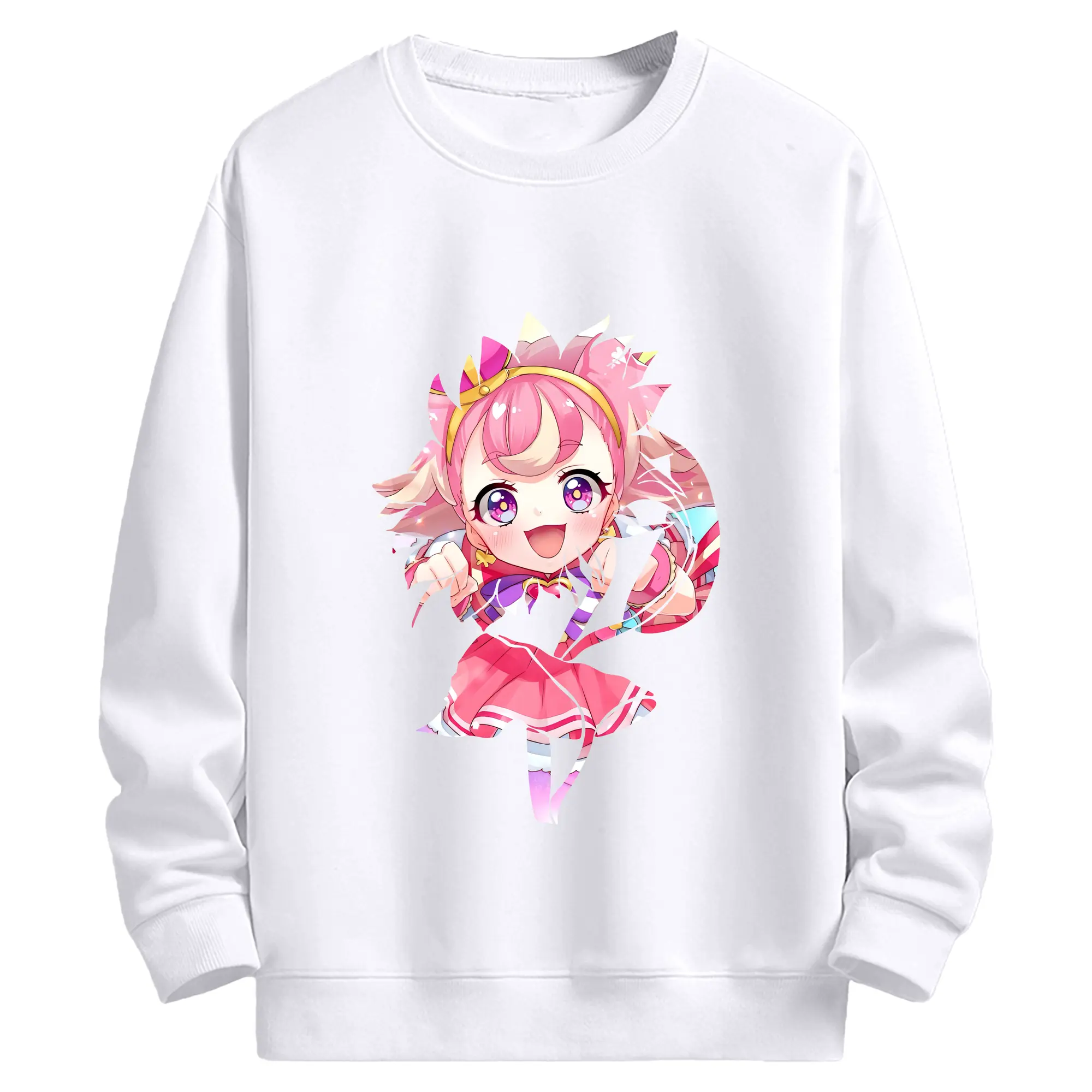 わんだふるぷりきゅあ グッズ 犬飼こむぎ - 高品質 クルーネック スウェット ・ コットン59％ ポリエステル41％ ・ ユニセックス 長袖 トレーナー ・ カジュアル デイリー スポーツ 散歩用