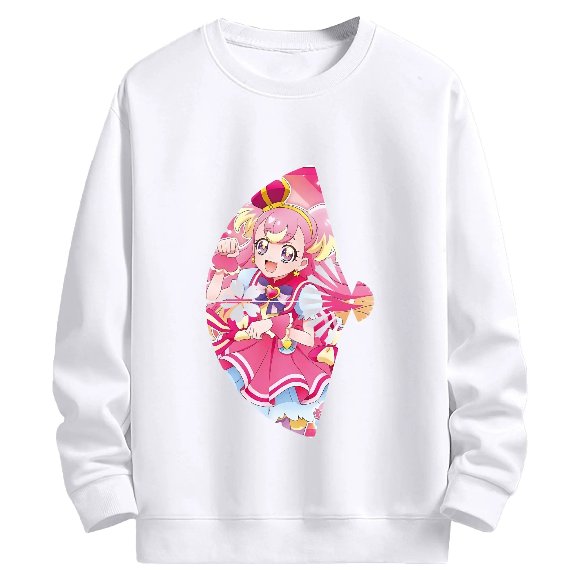 わんだふるぷりきゅあ グッズ 犬飼こむぎ - 高品質 クルーネック スウェット ・ コットン59％ ポリエステル41％ ・ ユニセックス 長袖 トレーナー ・ カジュアル デイリー スポーツ 散歩用