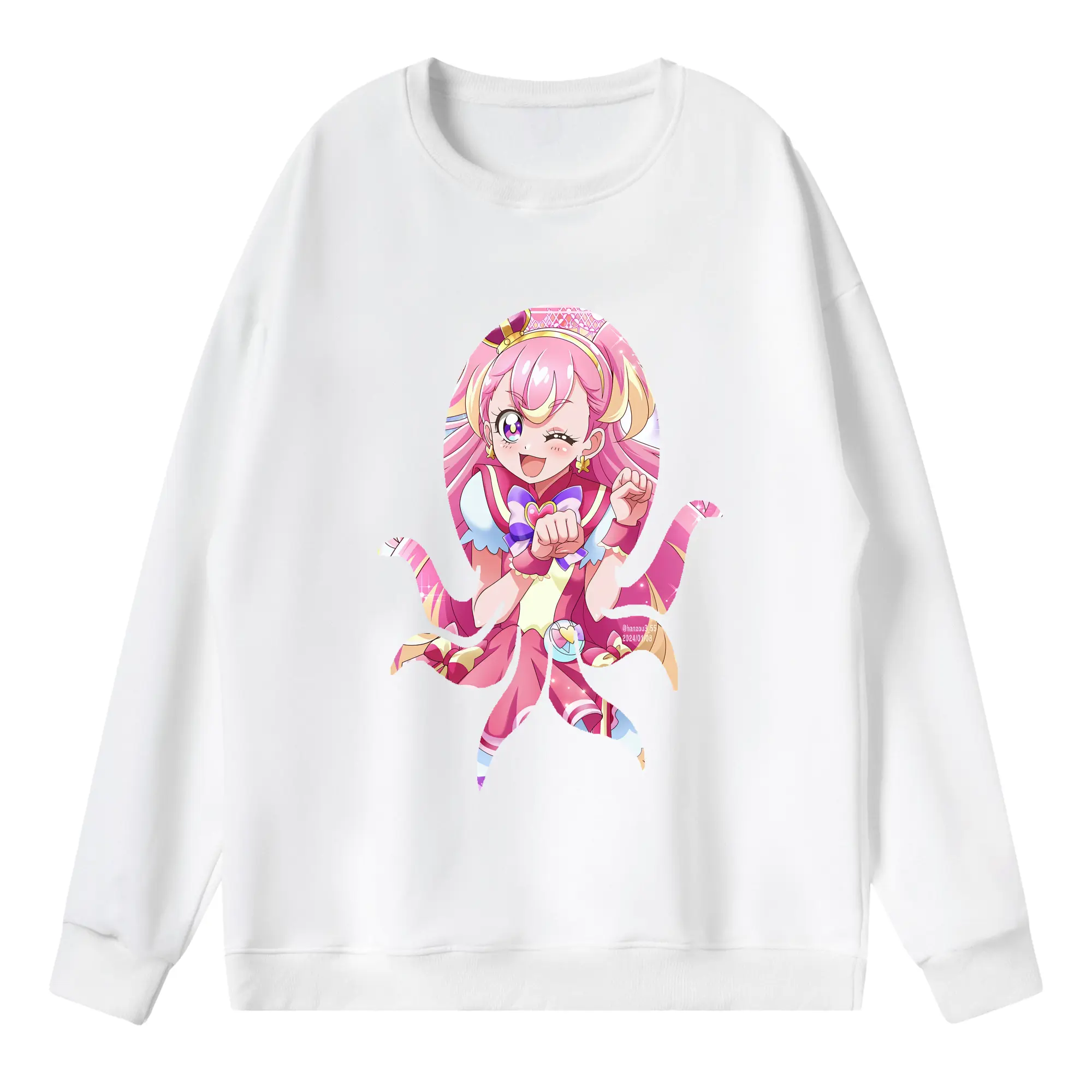 わんだふるぷりきゅあ グッズ 犬飼こむぎ - 薄手 クルーネック スウェット 裏毛260g · ポリエステル 春秋向け カジュアル 男女兼用 · トレーナー デイリー スポーツ 散歩に最適