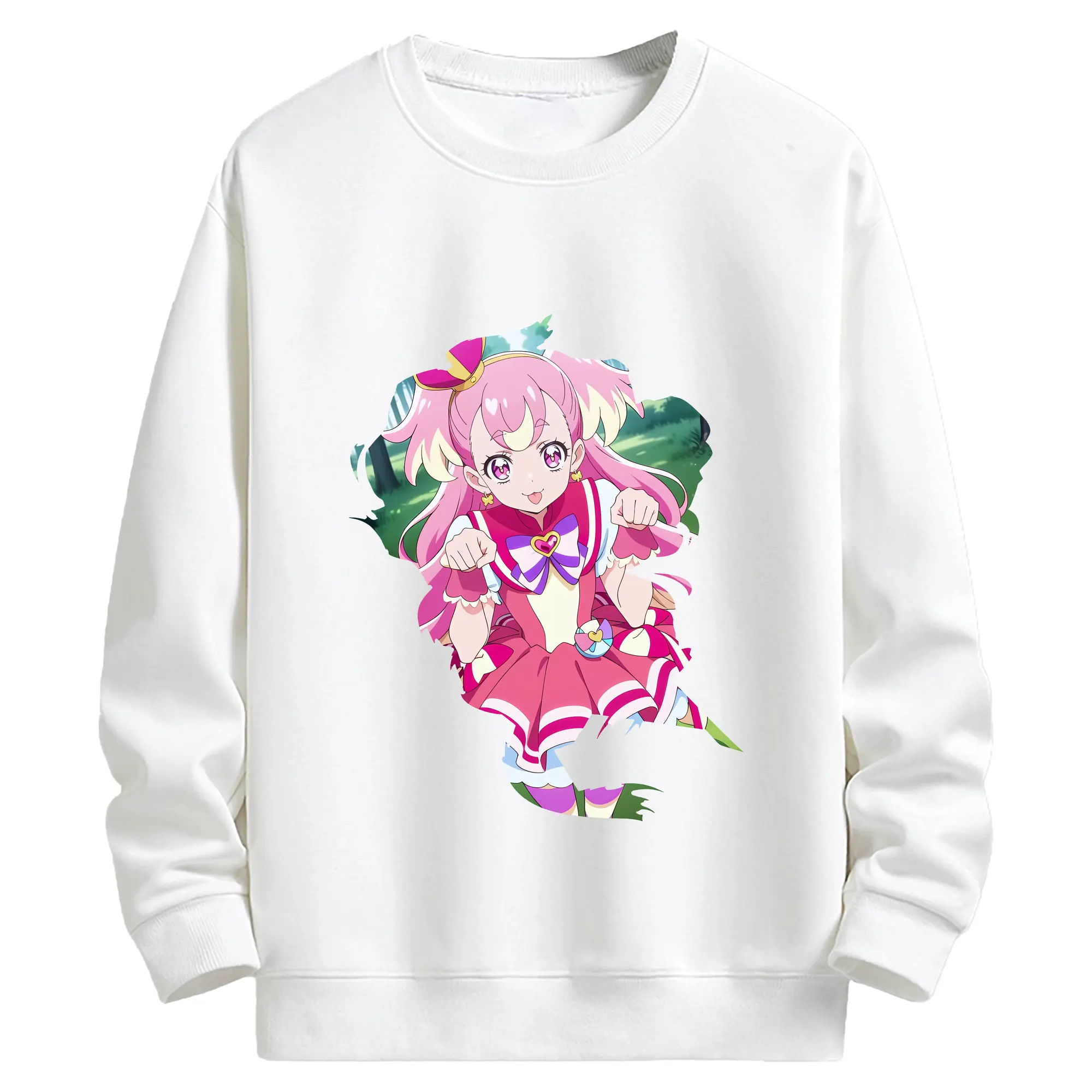 わんだふるぷりきゅあ グッズ 犬飼こむぎ - キッズ クルーネックスウェットシャツ ・ フロントプリント ・ 綿80％ ポリエステル20％ ・ 快適 通学 スポーツ 日常使い お散歩用