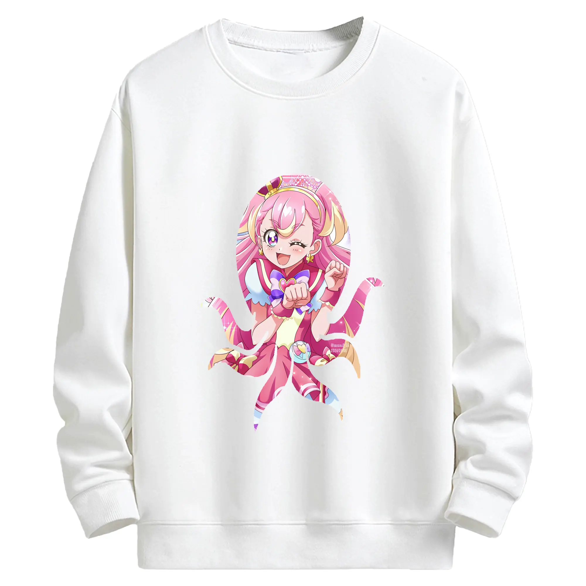 わんだふるぷりきゅあ グッズ 犬飼こむぎ - キッズ クルーネックスウェットシャツ ・ フロントプリント ・ 綿80％ ポリエステル20％ ・ 快適 通学 スポーツ 日常使い お散歩用