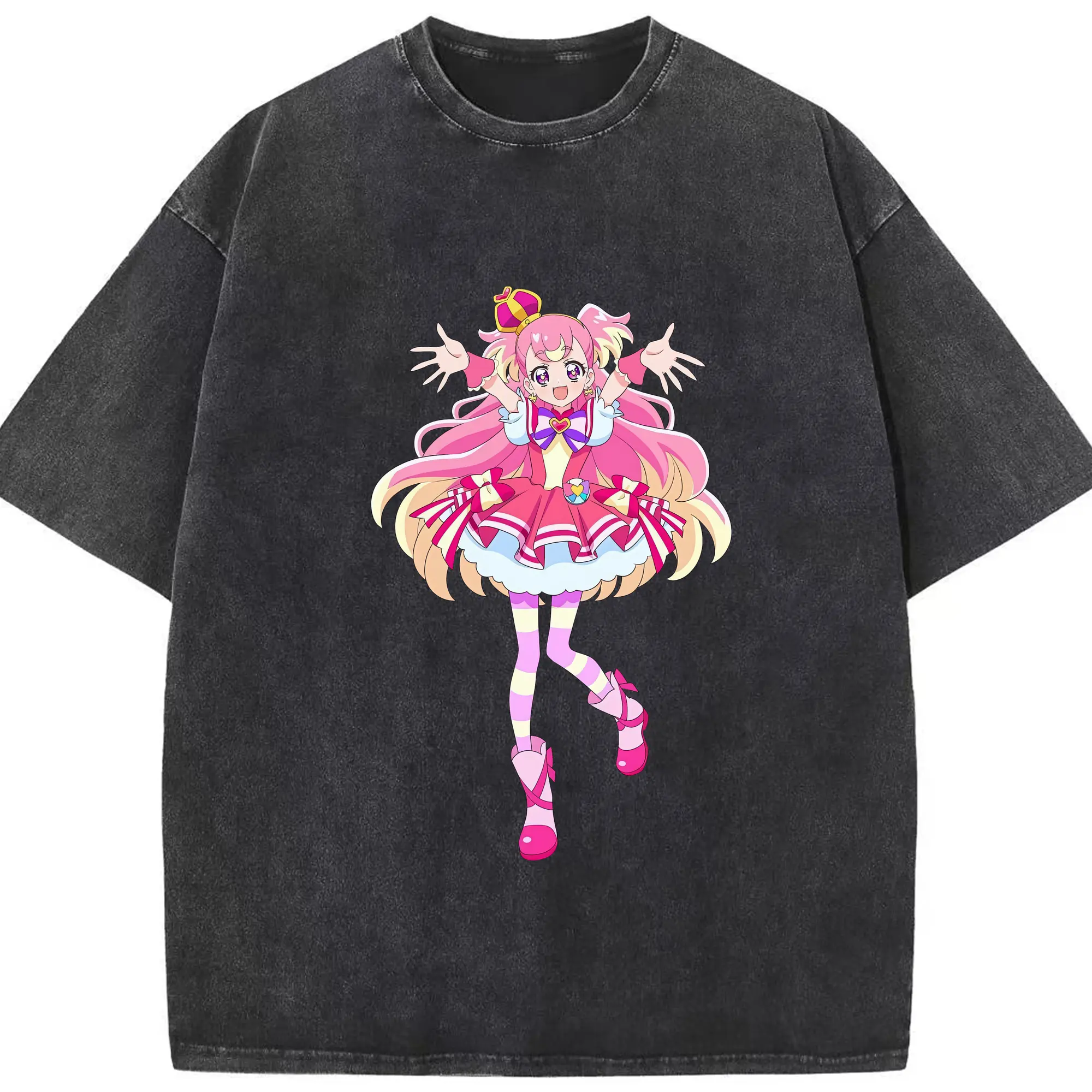 わんだふるぷりきゅあ グッズ 犬飼こむぎ - 綿100％ ヴィンテージ風 半袖Tシャツ ・ フロントプリント ・ 柔らか肌触り ・ 通気性 快適 ・ スポーツ カジュアル 外出用