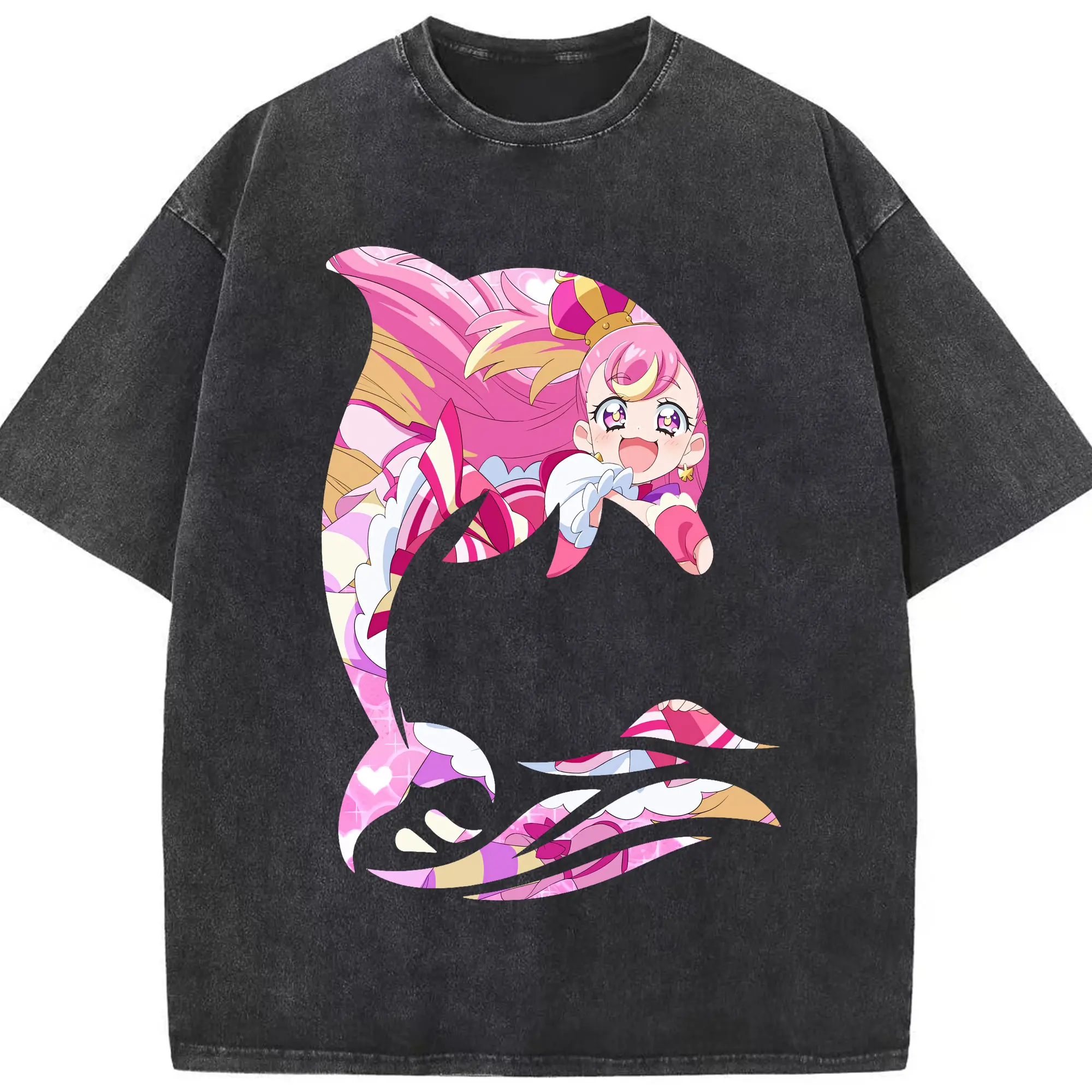 わんだふるぷりきゅあ グッズ 犬飼こむぎ - 綿100％ ヴィンテージ風 半袖Tシャツ ・ フロントプリント ・ 柔らか肌触り ・ 通気性 快適 ・ スポーツ カジュアル 外出用