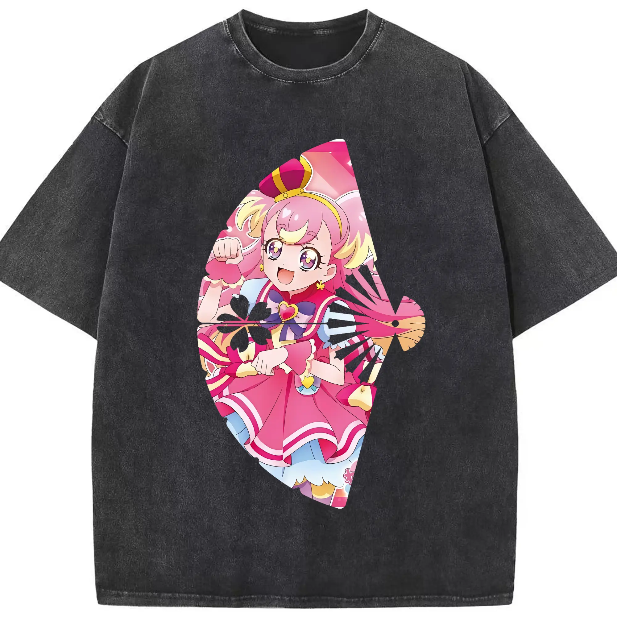 わんだふるぷりきゅあ グッズ 犬飼こむぎ - 綿100％ ヴィンテージ風 半袖Tシャツ ・ フロントプリント ・ 柔らか肌触り ・ 通気性 快適 ・ スポーツ カジュアル 外出用