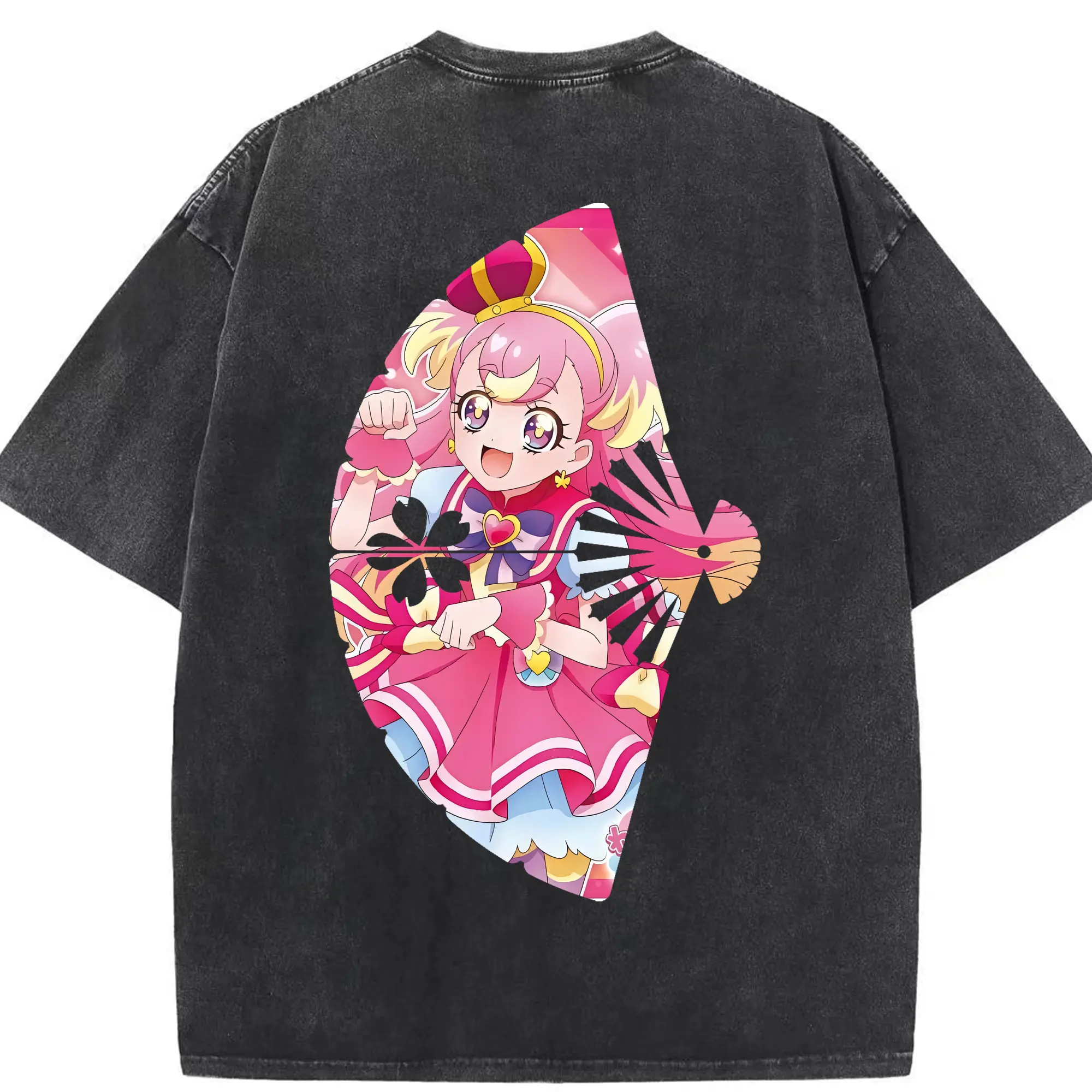 わんだふるぷりきゅあ グッズ 犬飼こむぎ - 綿100％ ヴィンテージ風 半袖Tシャツ ・ 背面プリント ・ 柔らか肌触り ・ 通気性 快適 ・ スポーツ カジュアル 外出用