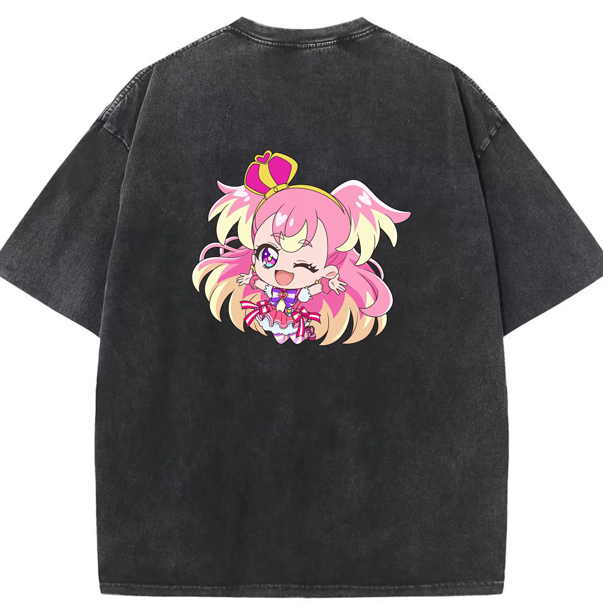 わんだふるぷりきゅあ グッズ 犬飼こむぎ - 綿100％ ヴィンテージ風 半袖Tシャツ ・ 背面プリント ・ 柔らか肌触り ・ 通気性 快適 ・ スポーツ カジュアル 外出用