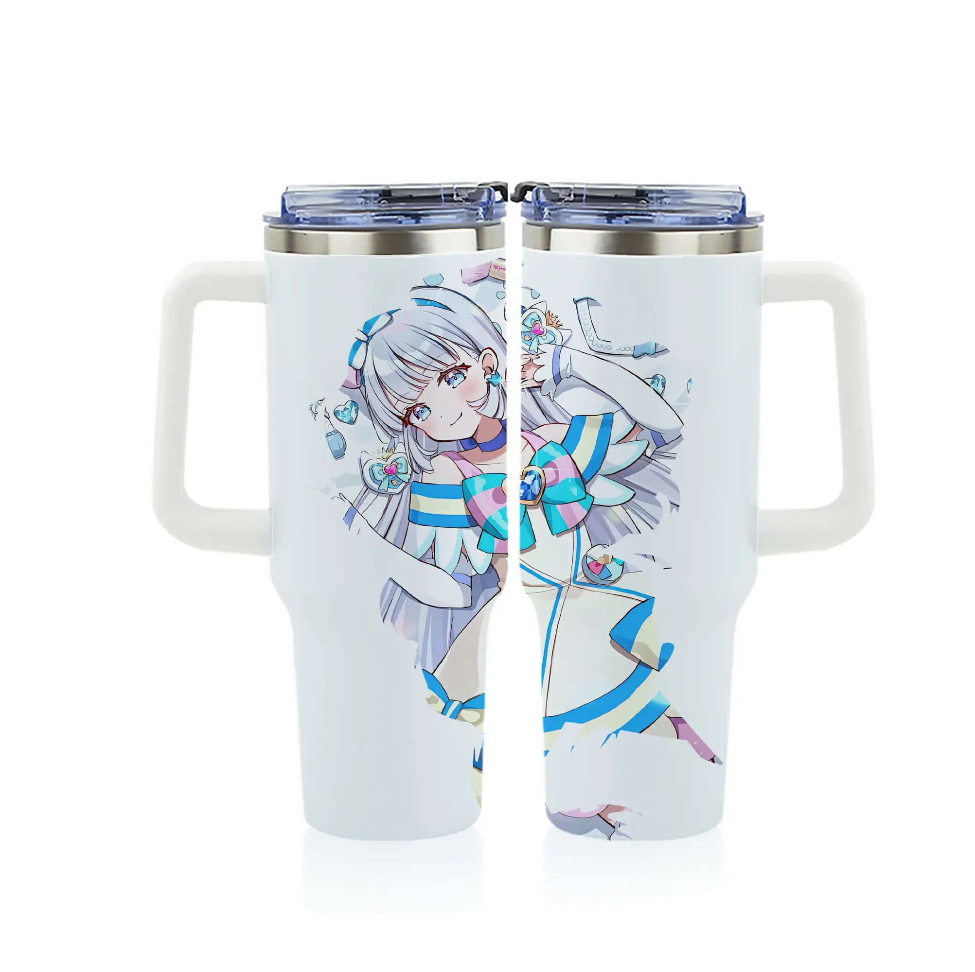 わんだふるぷりきゅあ グッズ 猫屋敷ユキ - 1200mL フルプリント車用タンブラー ・ 304ステンレス 内側 ・ 201ステンレス 外側 ・ 保温 保冷 ・ 通勤 ドライブ アウトドア用