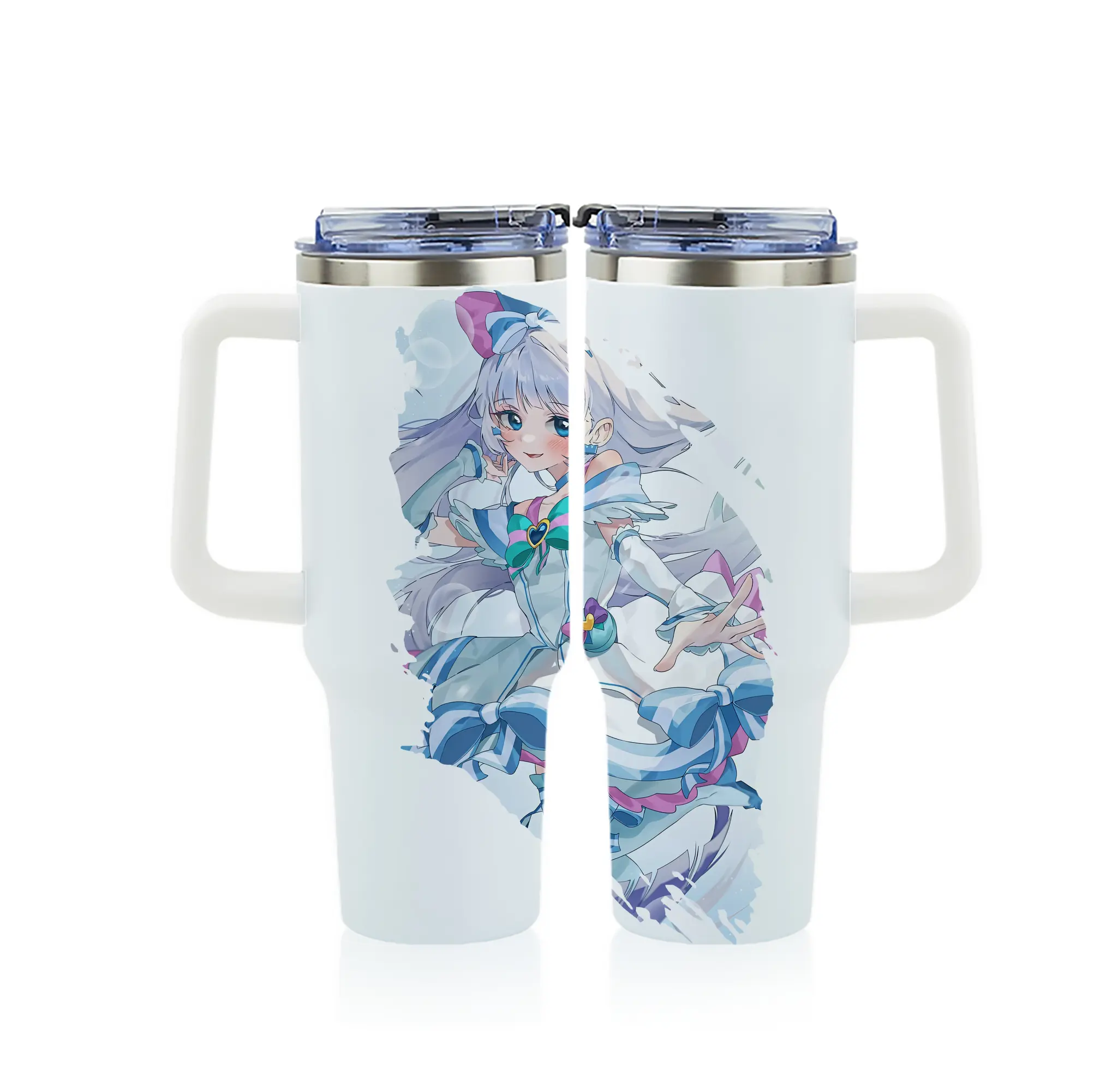 わんだふるぷりきゅあ グッズ 猫屋敷ユキ - 1200mL フルプリント車用タンブラー ・ 304ステンレス 内側 ・ 201ステンレス 外側 ・ 保温 保冷 ・ 通勤 ドライブ アウトドア用