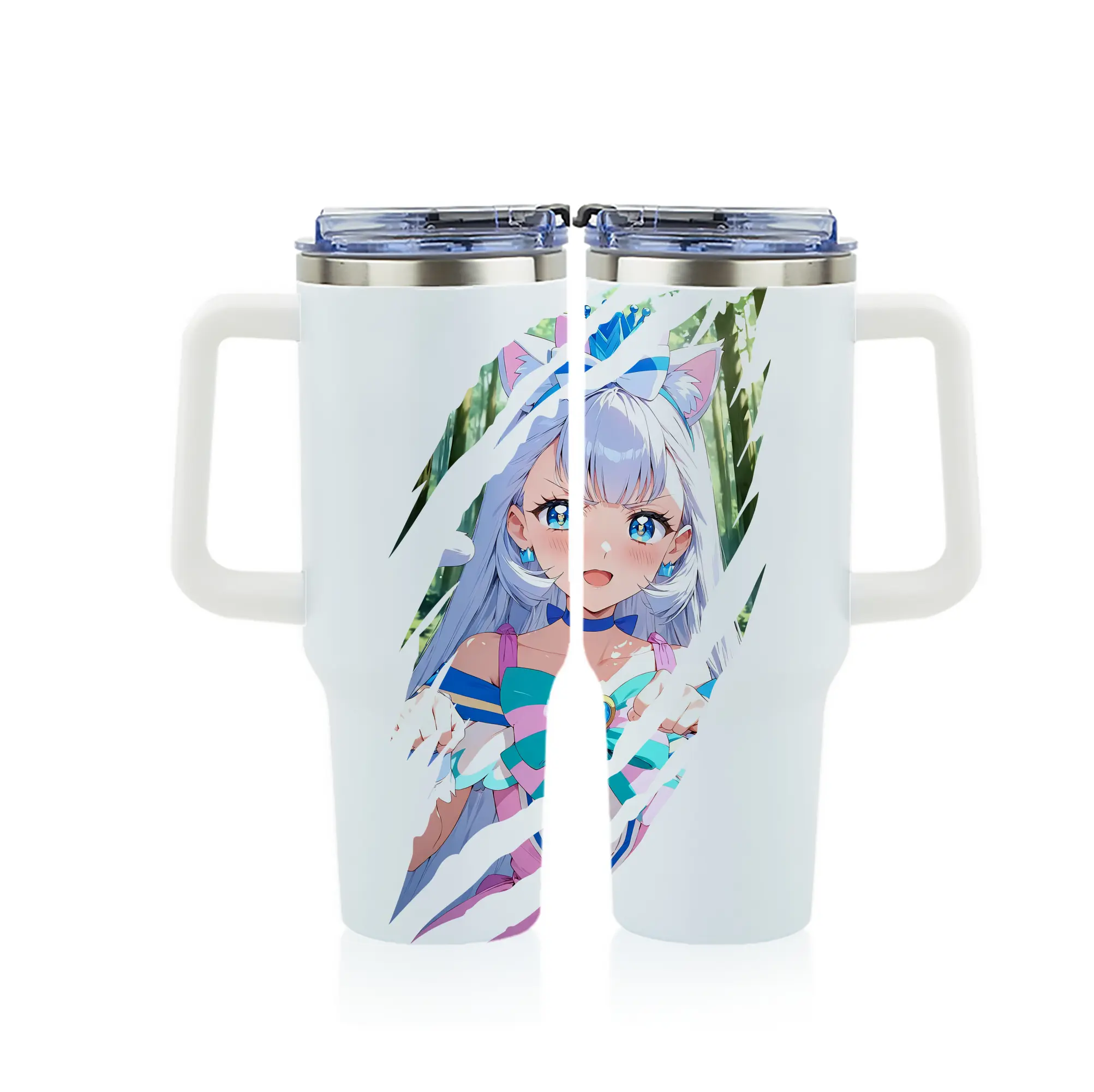 わんだふるぷりきゅあ グッズ 猫屋敷ユキ - 1200mL フルプリント車用タンブラー ・ 304ステンレス 内側 ・ 201ステンレス 外側 ・ 保温 保冷 ・ 通勤 ドライブ アウトドア用