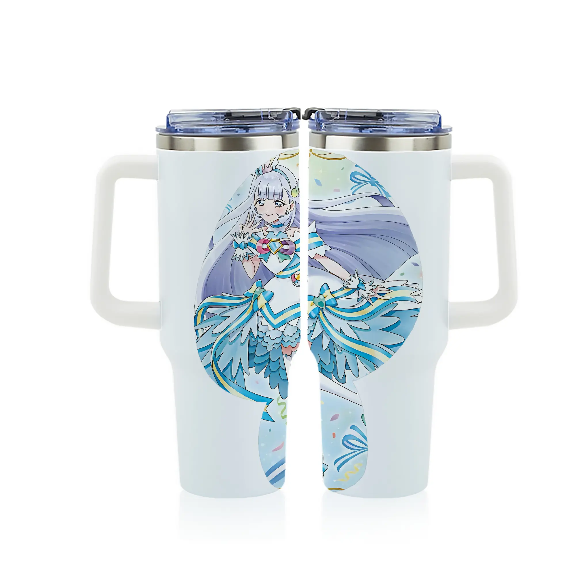 わんだふるぷりきゅあ グッズ 猫屋敷ユキ - 1200mL フルプリント車用タンブラー ・ 304ステンレス 内側 ・ 201ステンレス 外側 ・ 保温 保冷 ・ 通勤 ドライブ アウトドア用