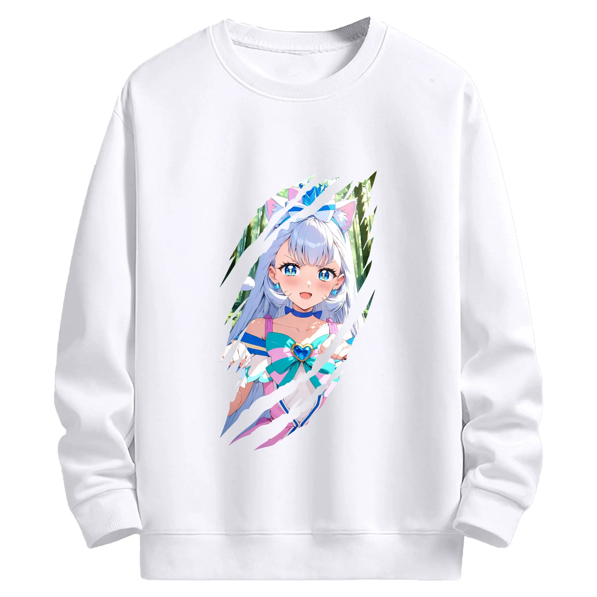 わんだふるぷりきゅあ グッズ 猫屋敷ユキ - 高品質 クルーネック スウェット ・ コットン59％ ポリエステル41％ ・ ユニセックス 長袖 トレーナー ・ カジュアル デイリー スポーツ 散歩用