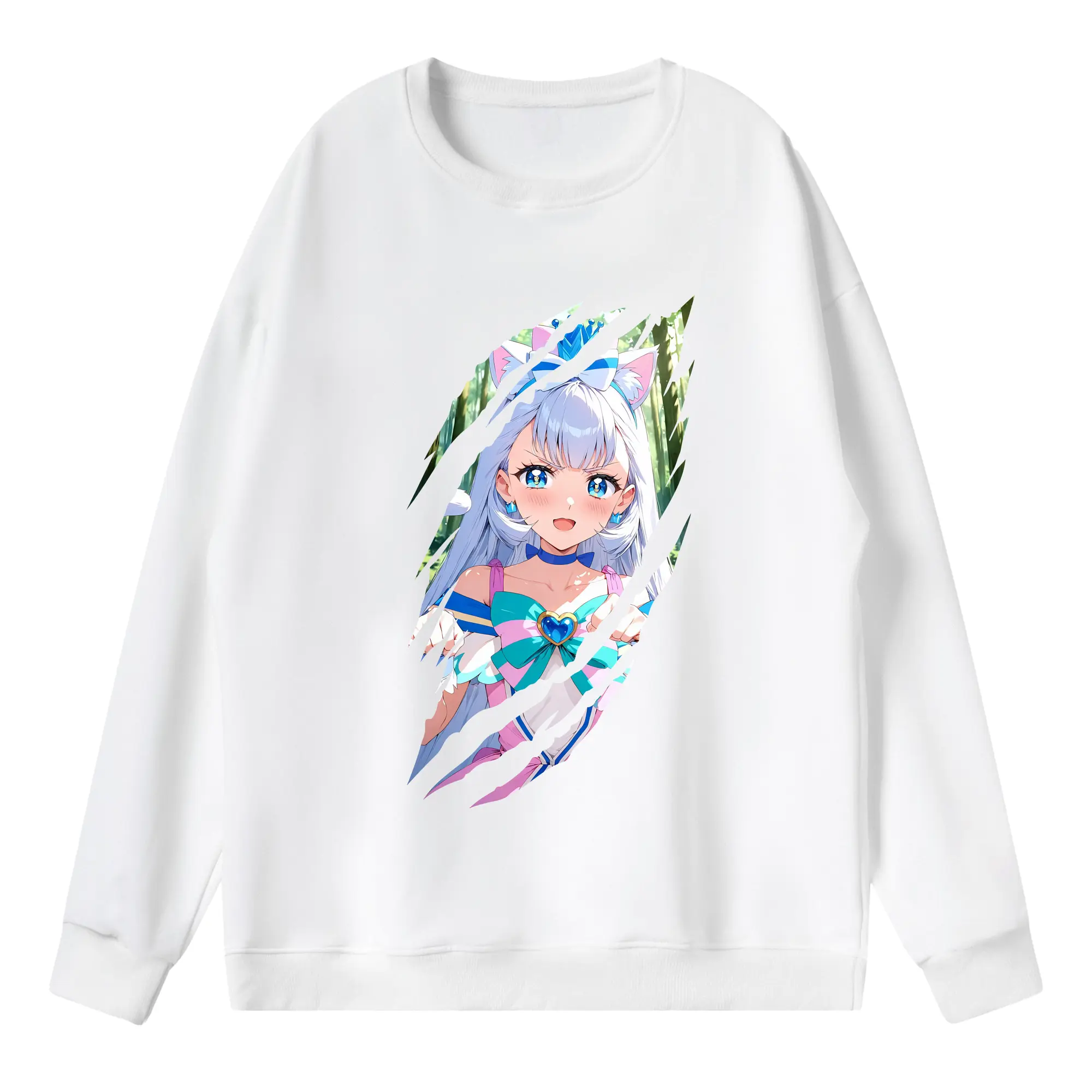 わんだふるぷりきゅあ グッズ 猫屋敷ユキ - 薄手 クルーネック スウェット 裏毛260g · ポリエステル 春秋向け カジュアル 男女兼用 · トレーナー デイリー スポーツ 散歩に最適