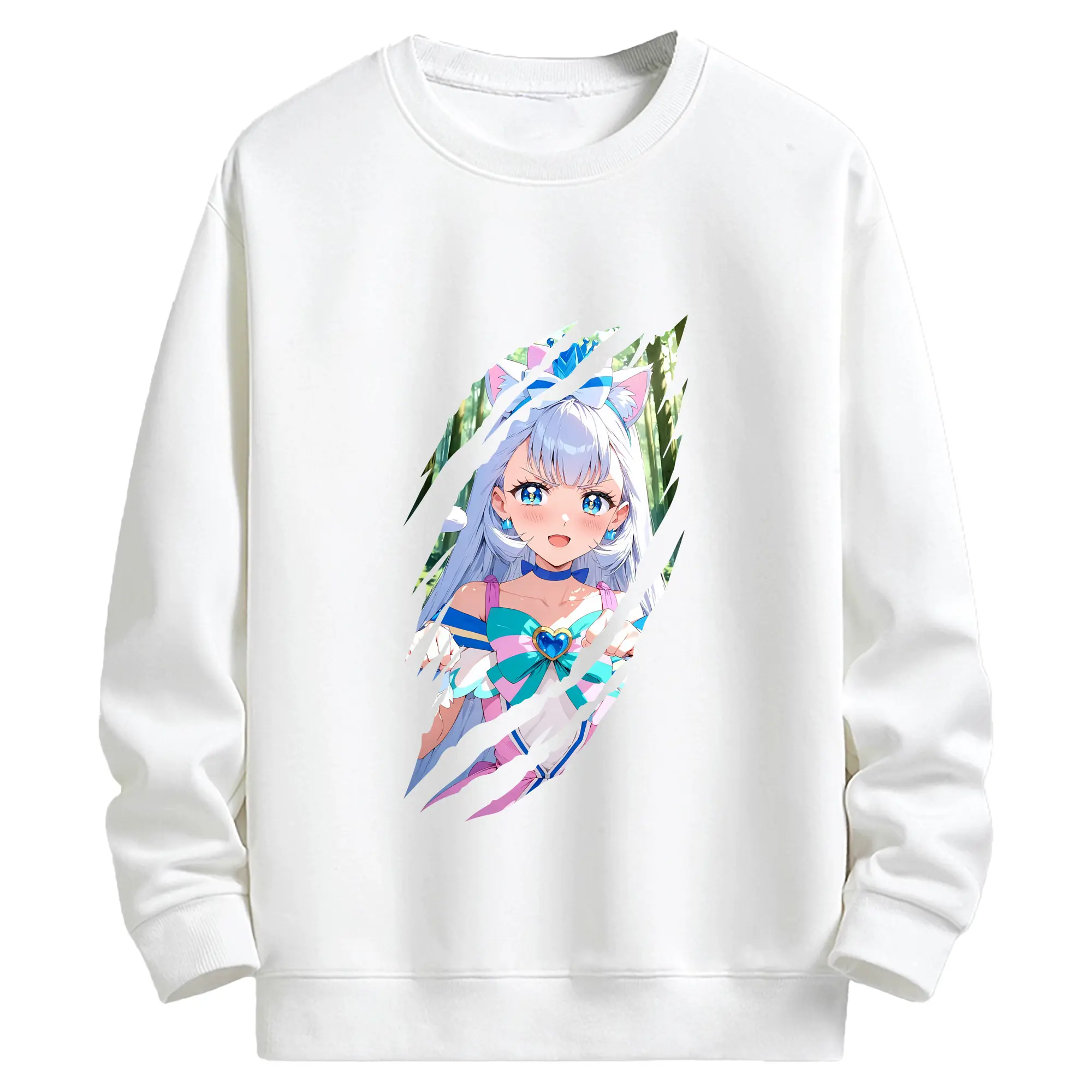 わんだふるぷりきゅあ グッズ 猫屋敷ユキ - キッズ クルーネックスウェットシャツ ・ フロントプリント ・ 綿80％ ポリエステル20％ ・ 快適 通学 スポーツ 日常使い お散歩用