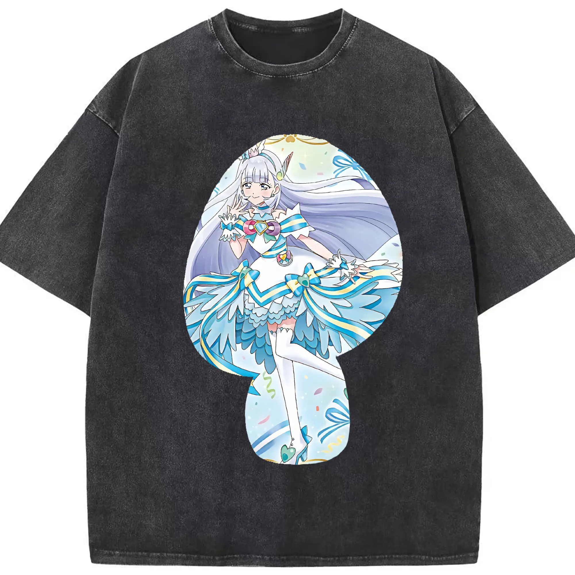 わんだふるぷりきゅあ グッズ 猫屋敷ユキ - 綿100％ ヴィンテージ風 半袖Tシャツ ・ フロントプリント ・ 柔らか肌触り ・ 通気性 快適 ・ スポーツ カジュアル 外出用