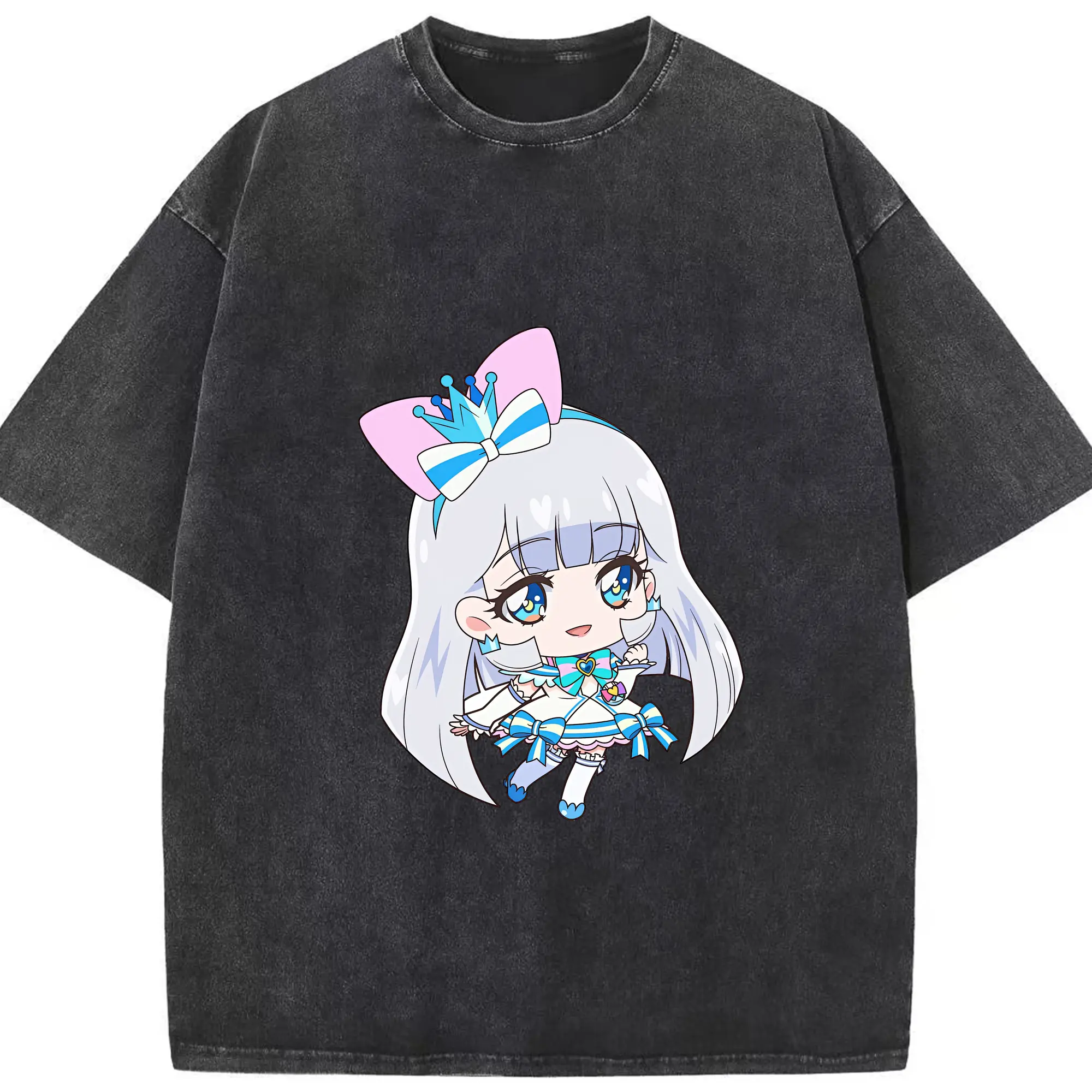 わんだふるぷりきゅあ グッズ 猫屋敷ユキ - 綿100％ ヴィンテージ風 半袖Tシャツ ・ フロントプリント ・ 柔らか肌触り ・ 通気性 快適 ・ スポーツ カジュアル 外出用